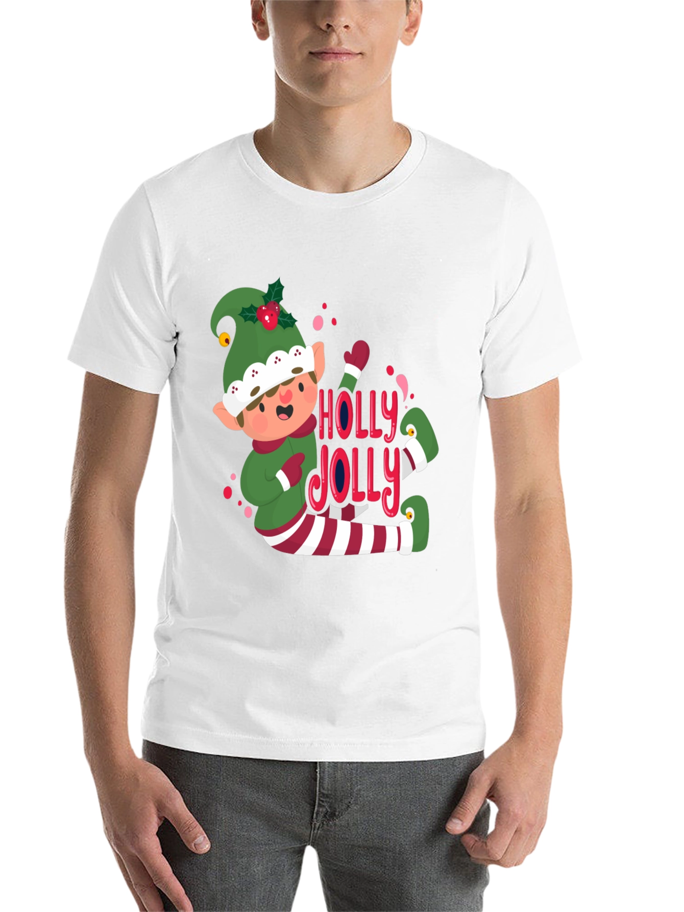 Festive Elf Holly Jolly Graphic Tee
