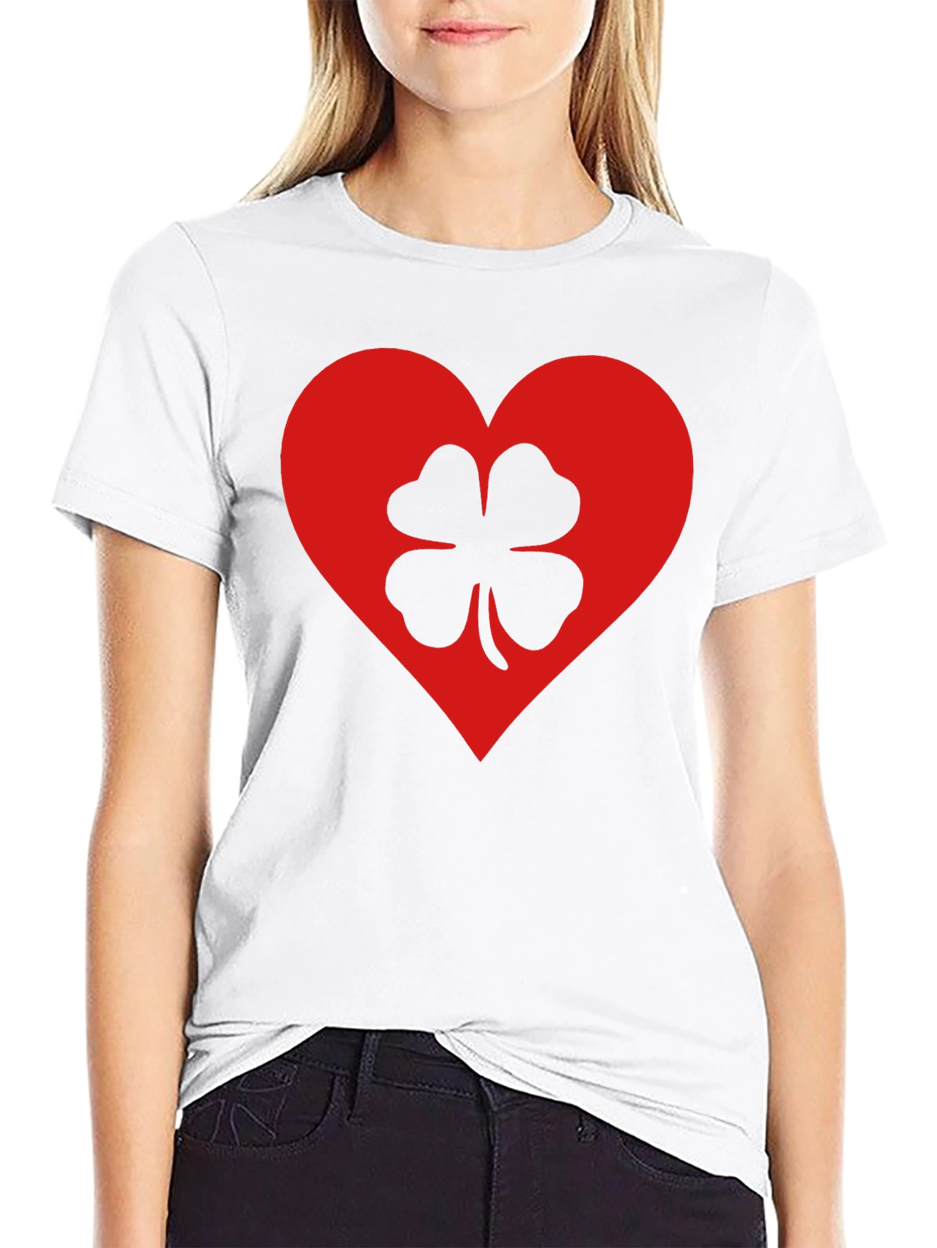 Lucky Heart Clover T-Shirt - Black