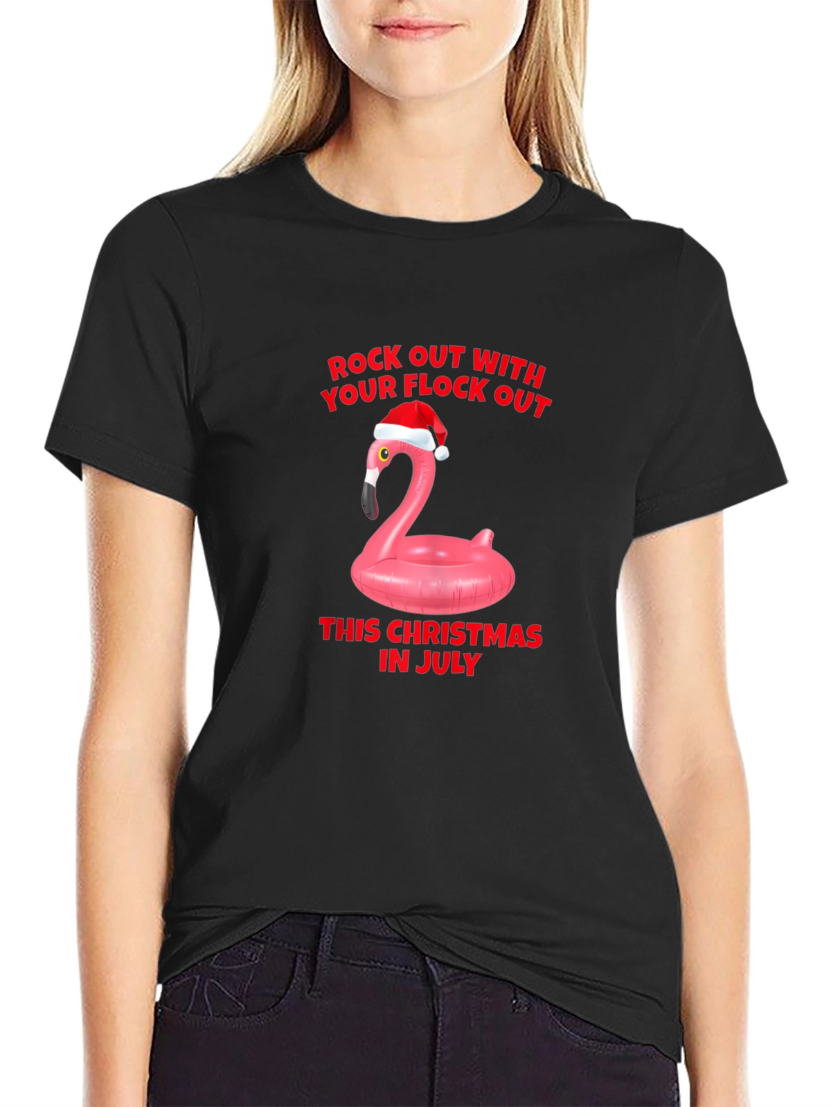 Christmas in July Flamingo T-Shirt
