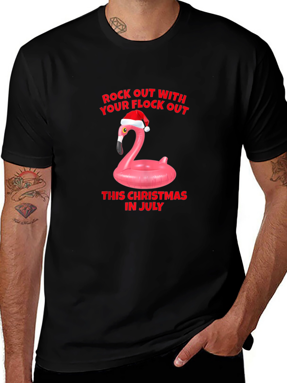 Christmas in July Flamingo T-Shirt