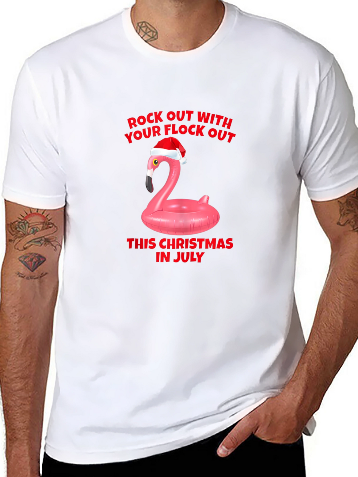 Christmas in July Flamingo T-Shirt