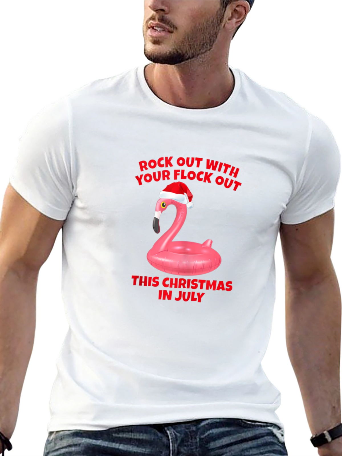 Christmas in July Flamingo T-Shirt