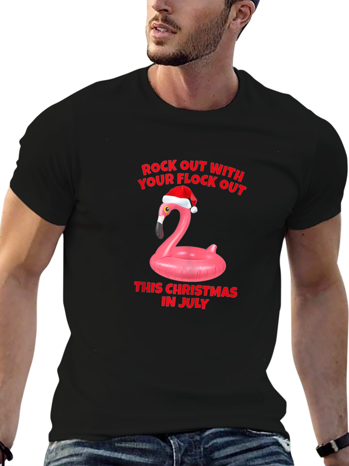 Christmas in July Flamingo T-Shirt