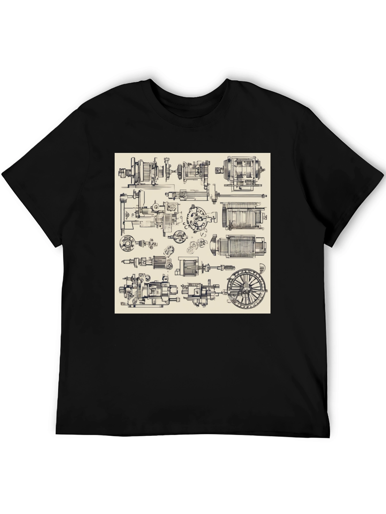 Technical Drawing T-Shirt - Black