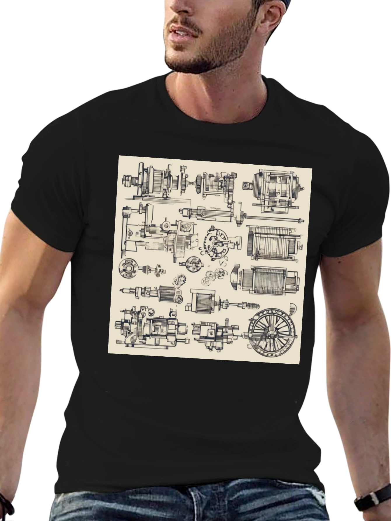 Technical Drawing T-Shirt - Black