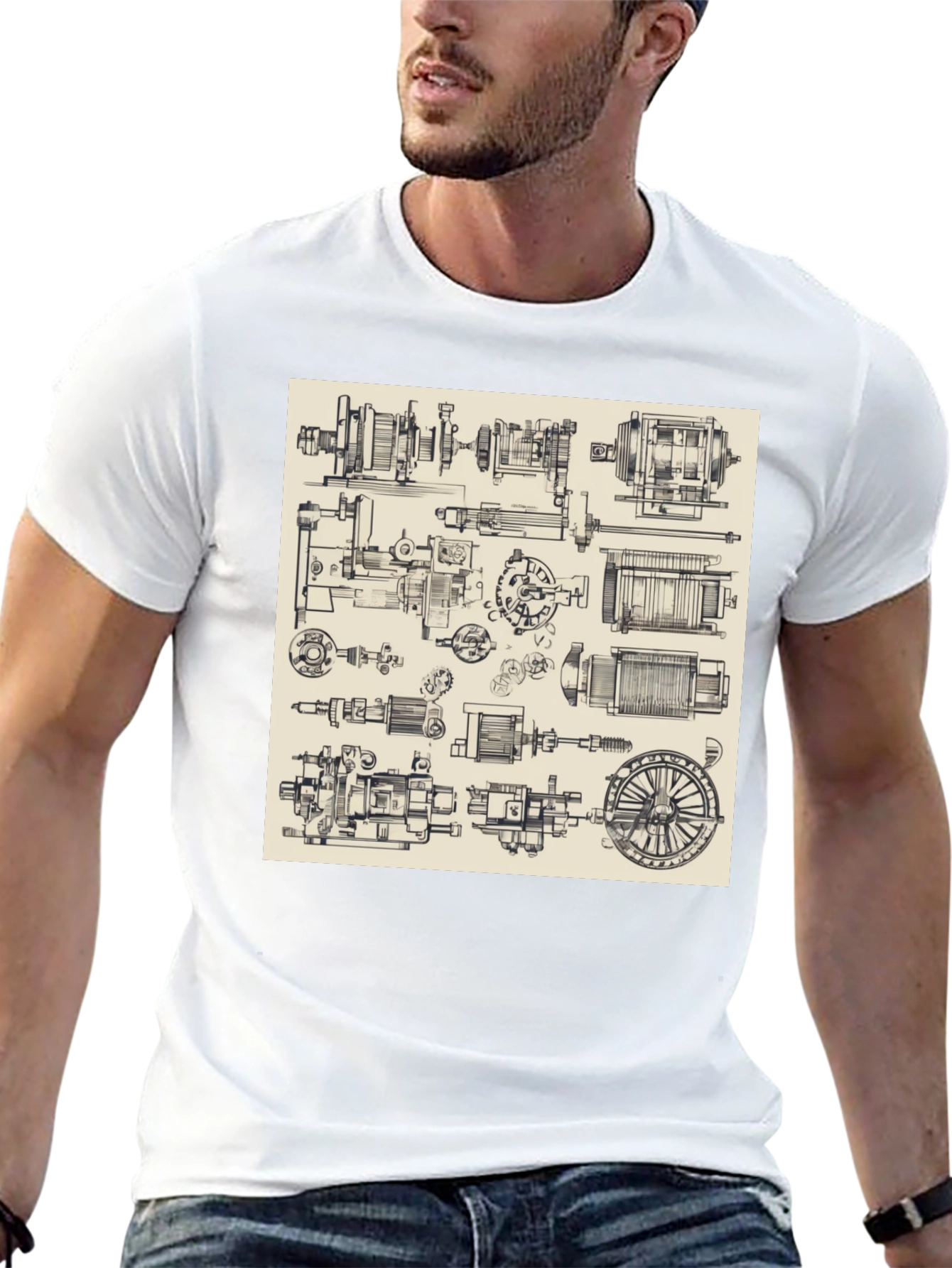Technical Drawing T-Shirt - Black