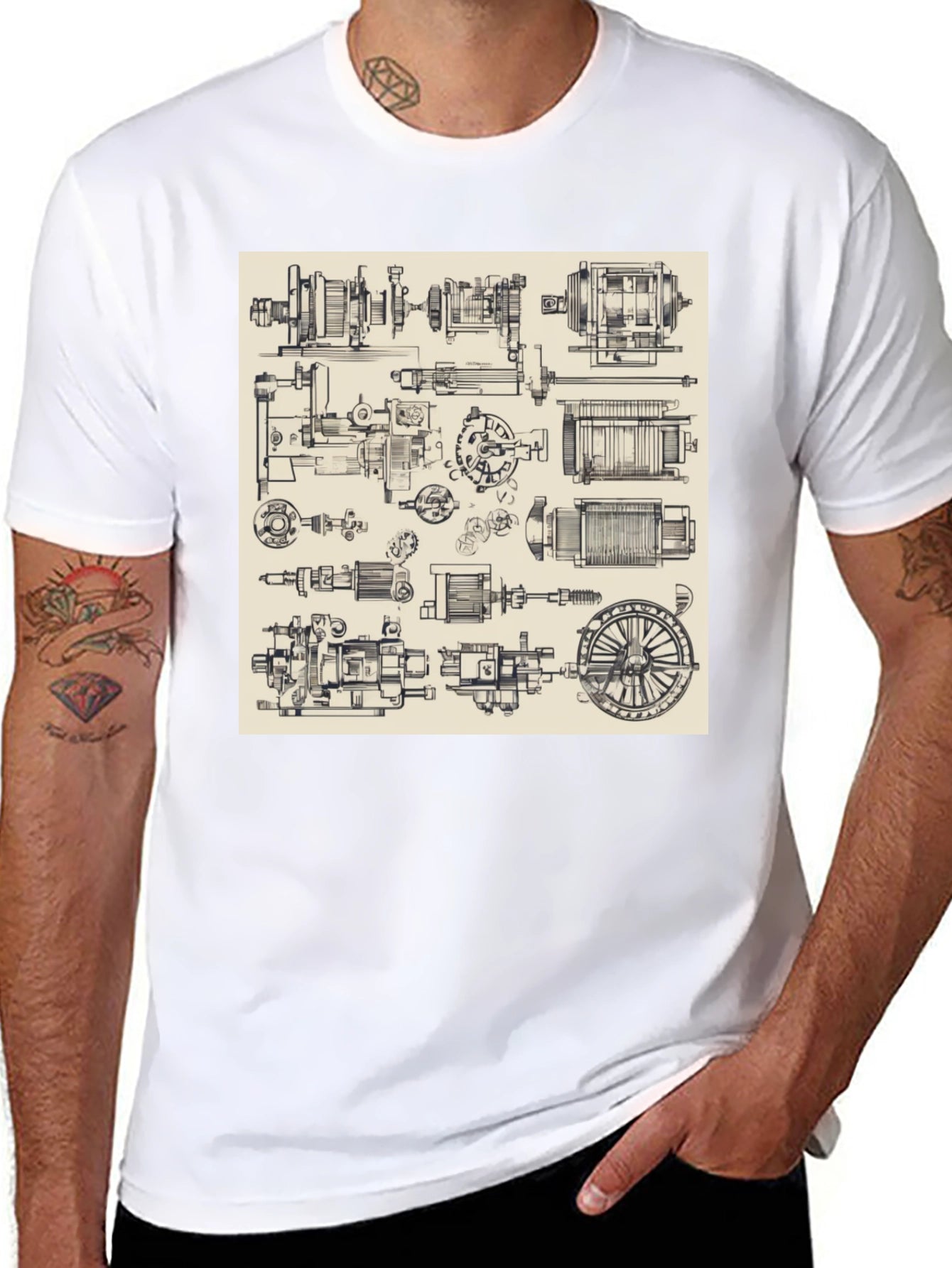Technical Drawing T-Shirt - Black