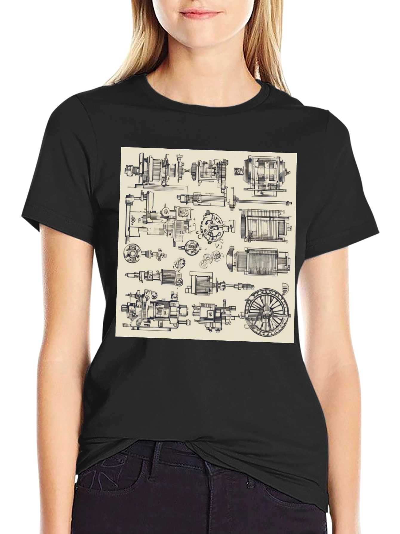 Technical Drawing T-Shirt - Black