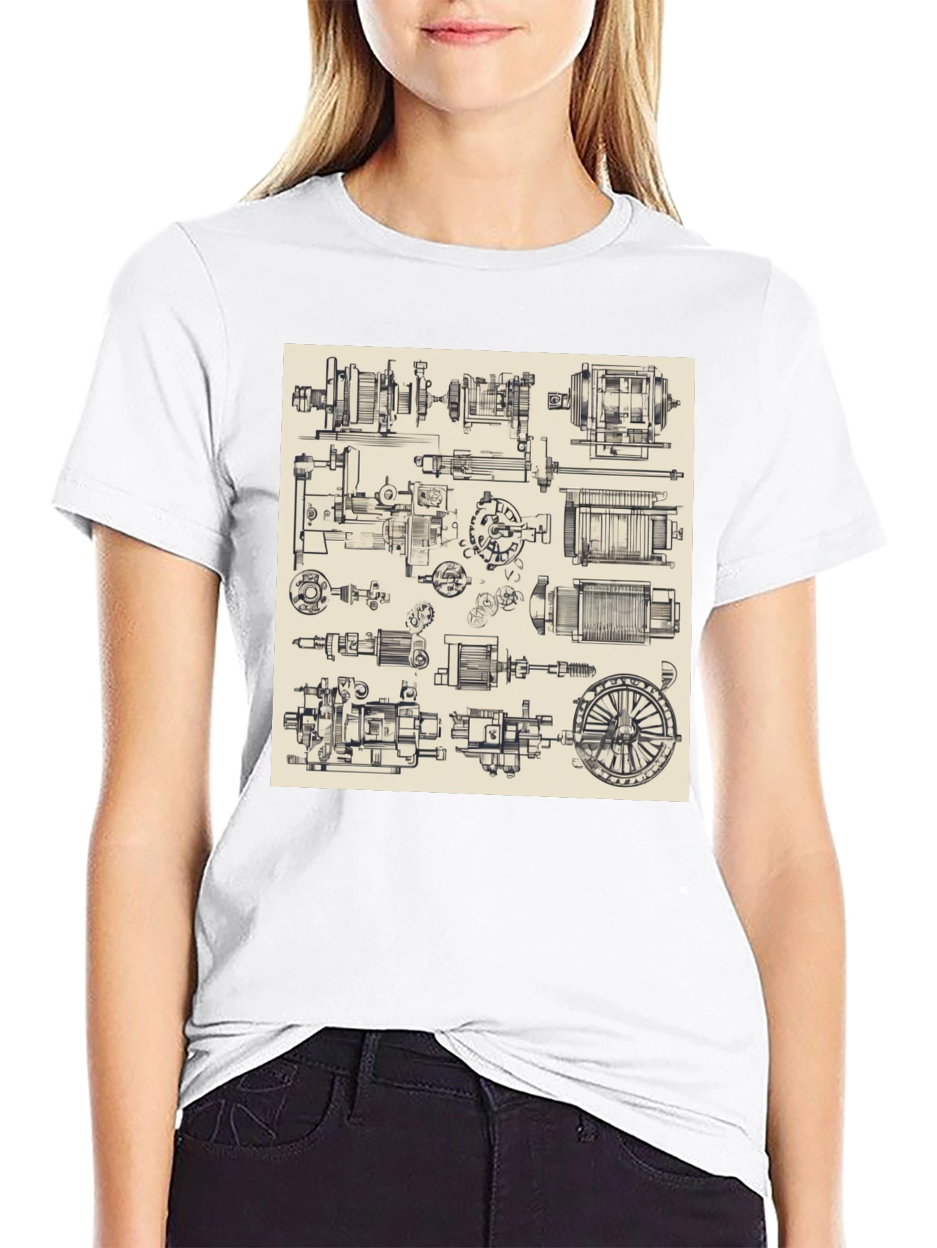 Technical Drawing T-Shirt - Black