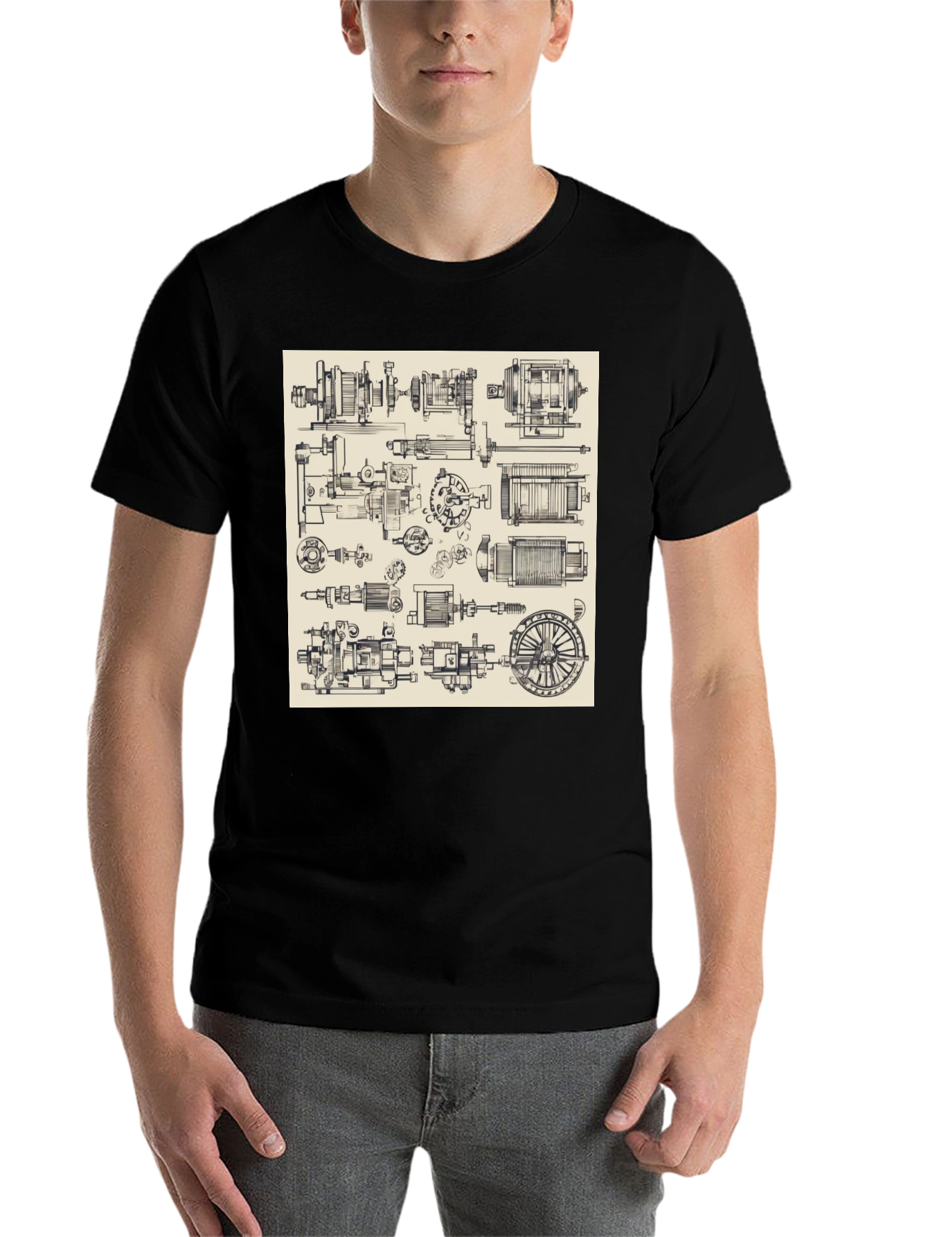 Technical Drawing T-Shirt - Black