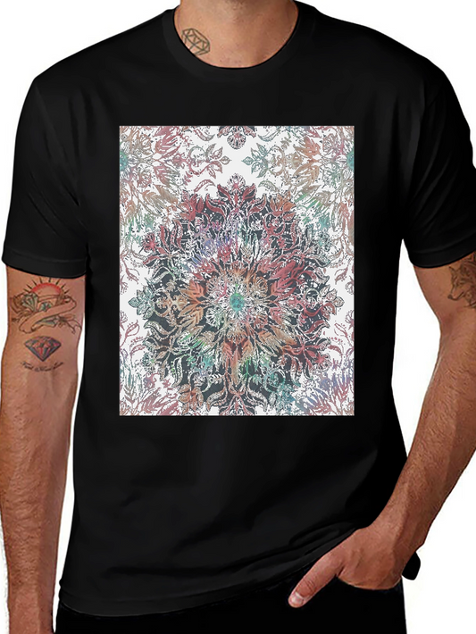 Floral Mandala Graphic T-Shirt - Black