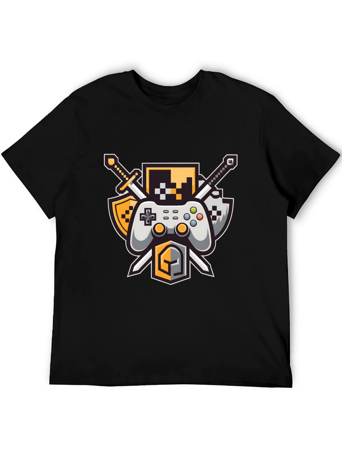 Gamers Crest Black T-Shirt - Sword & Controller