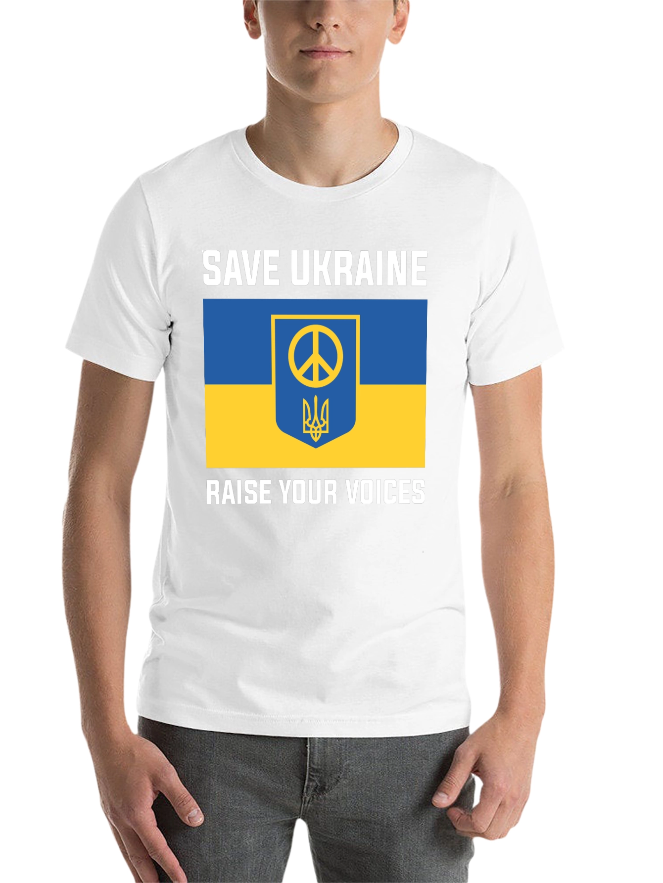 Save Ukraine T-Shirt: Peace Symbol & Flag