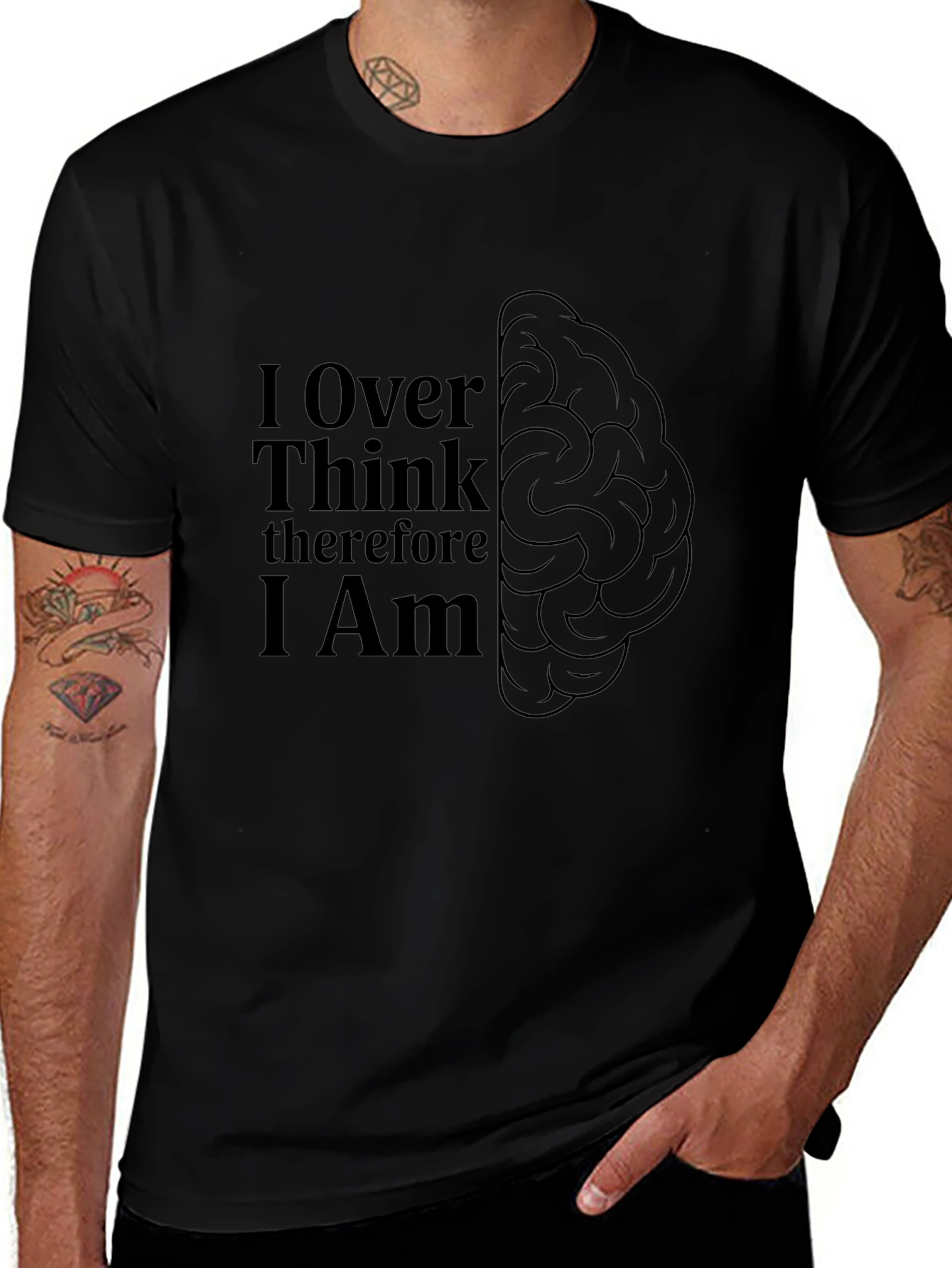 Over Think Brain Tee - Mens Black Graphic T-Shirt