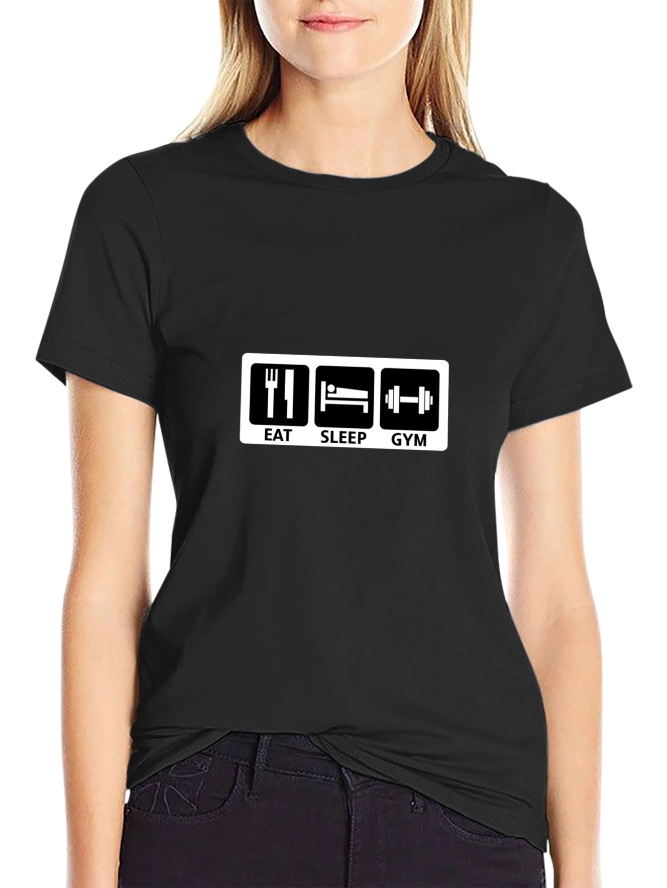 Eat Sleep Gym Black Graphic Tee
