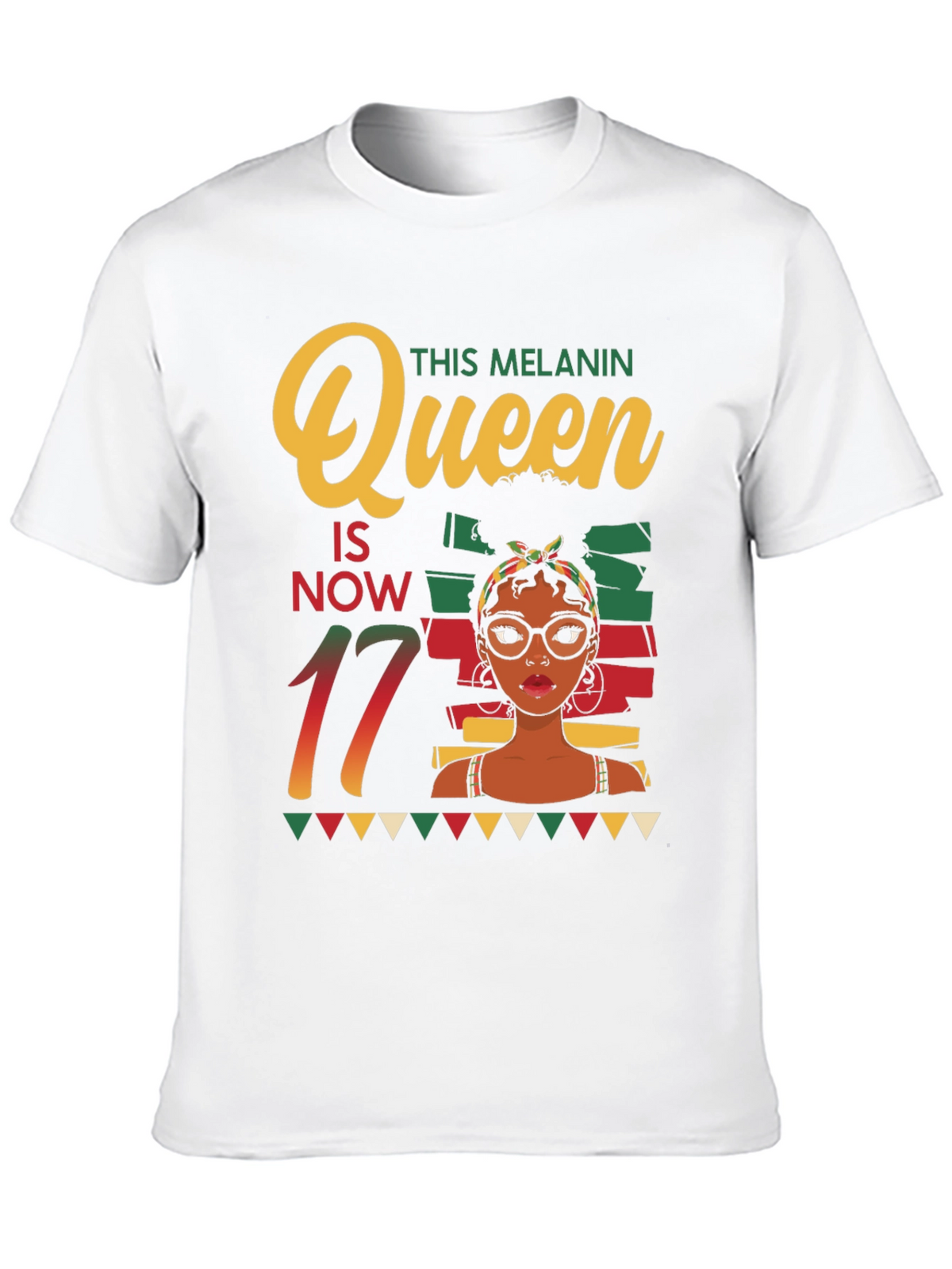 Melanin Queen 17th Birthday Black T-Shirt