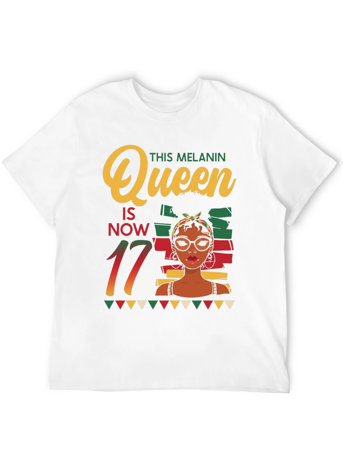 Melanin Queen 17th Birthday Black T-Shirt