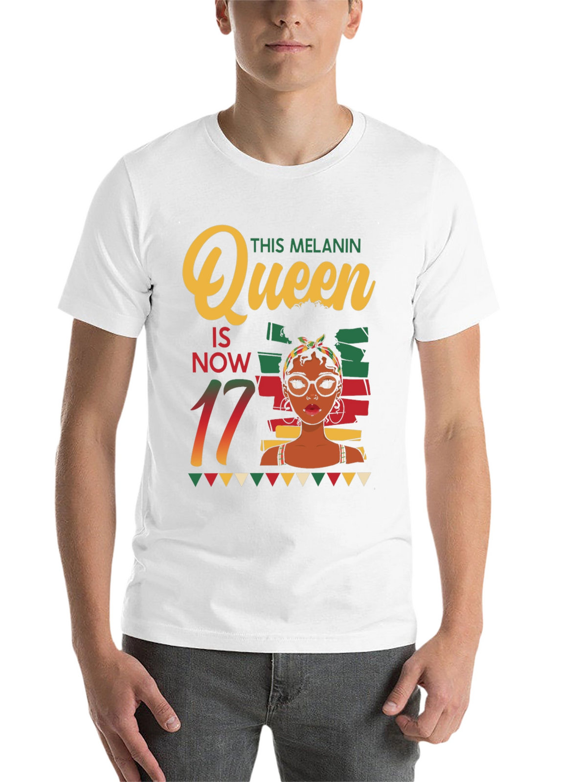 Melanin Queen 17th Birthday Black T-Shirt