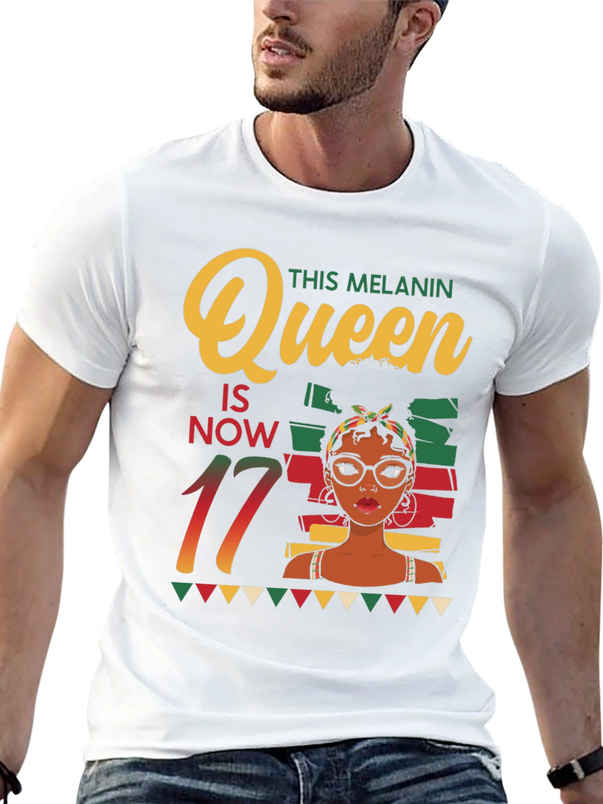Melanin Queen 17th Birthday Black T-Shirt
