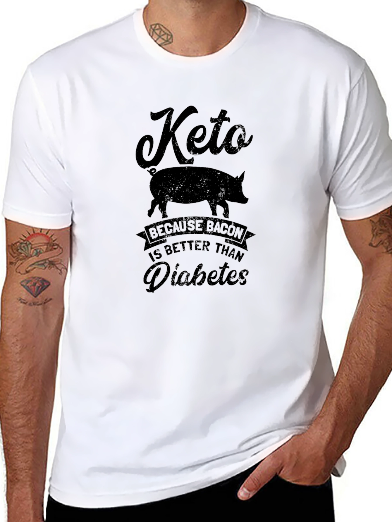 Keto Bacon Better Than Diabetes Pig Graphic Tee