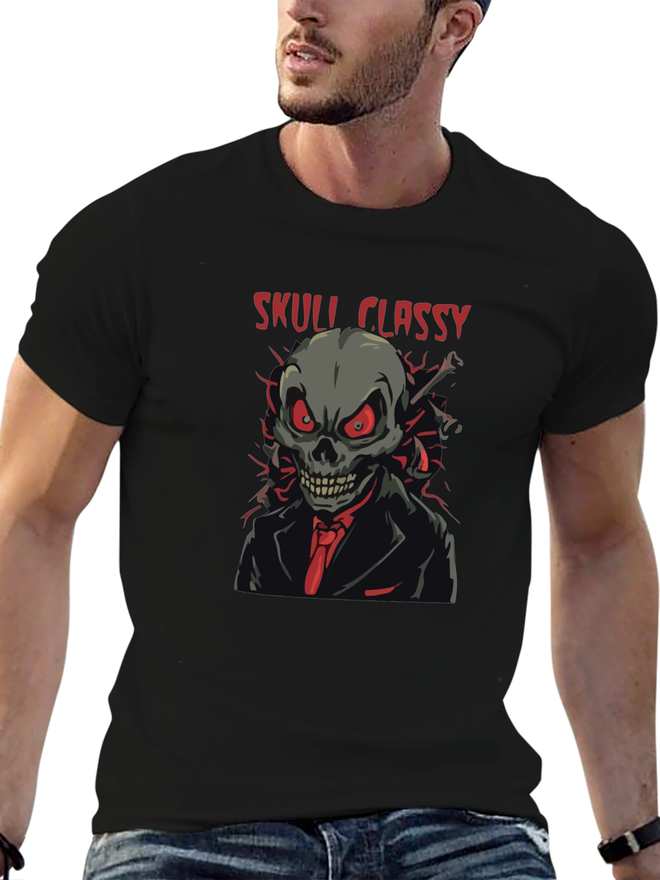 Skull Classy Graphic Black T-Shirt