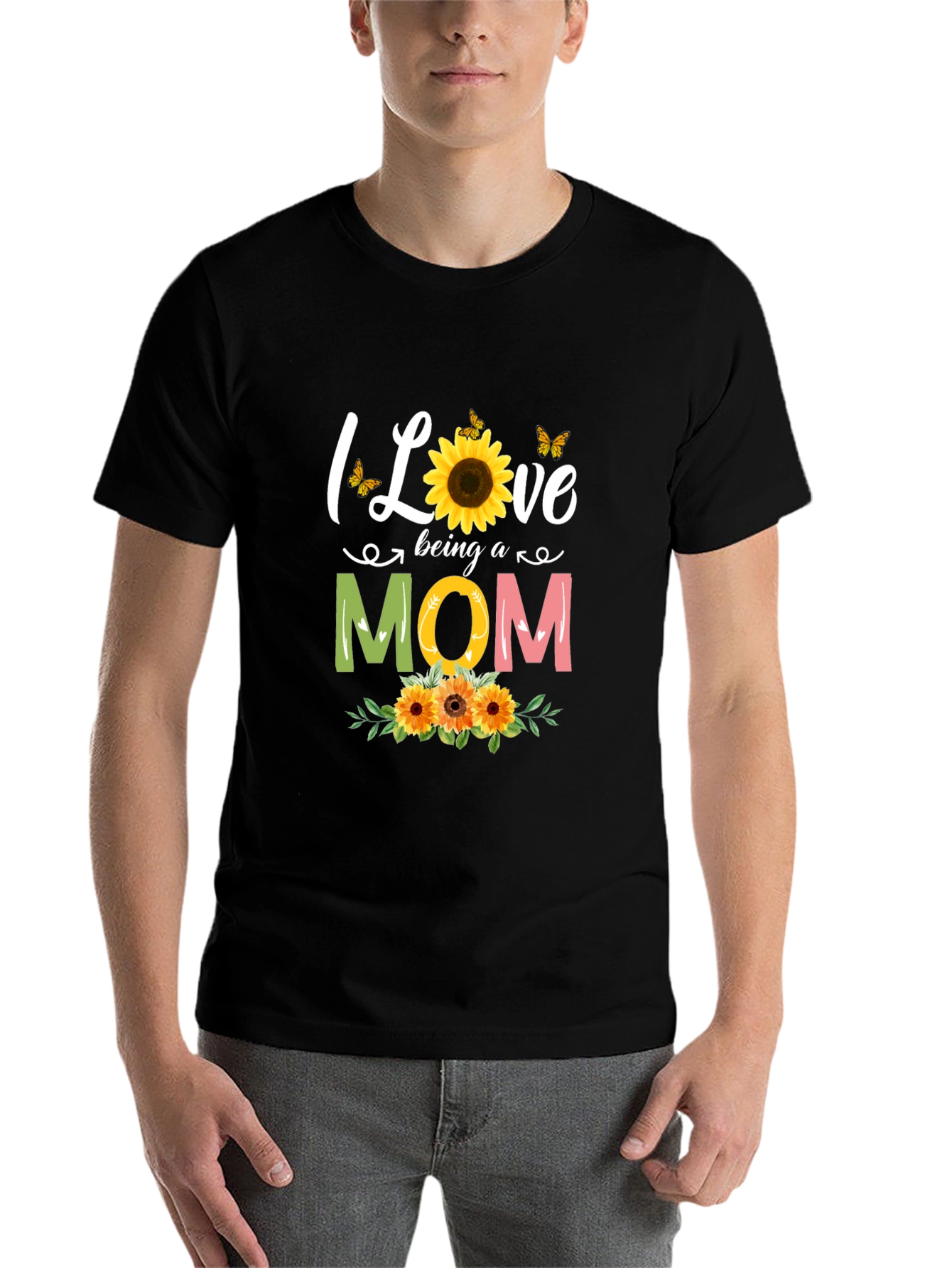 I Love Being A Mom Sunflower Graphic Tee