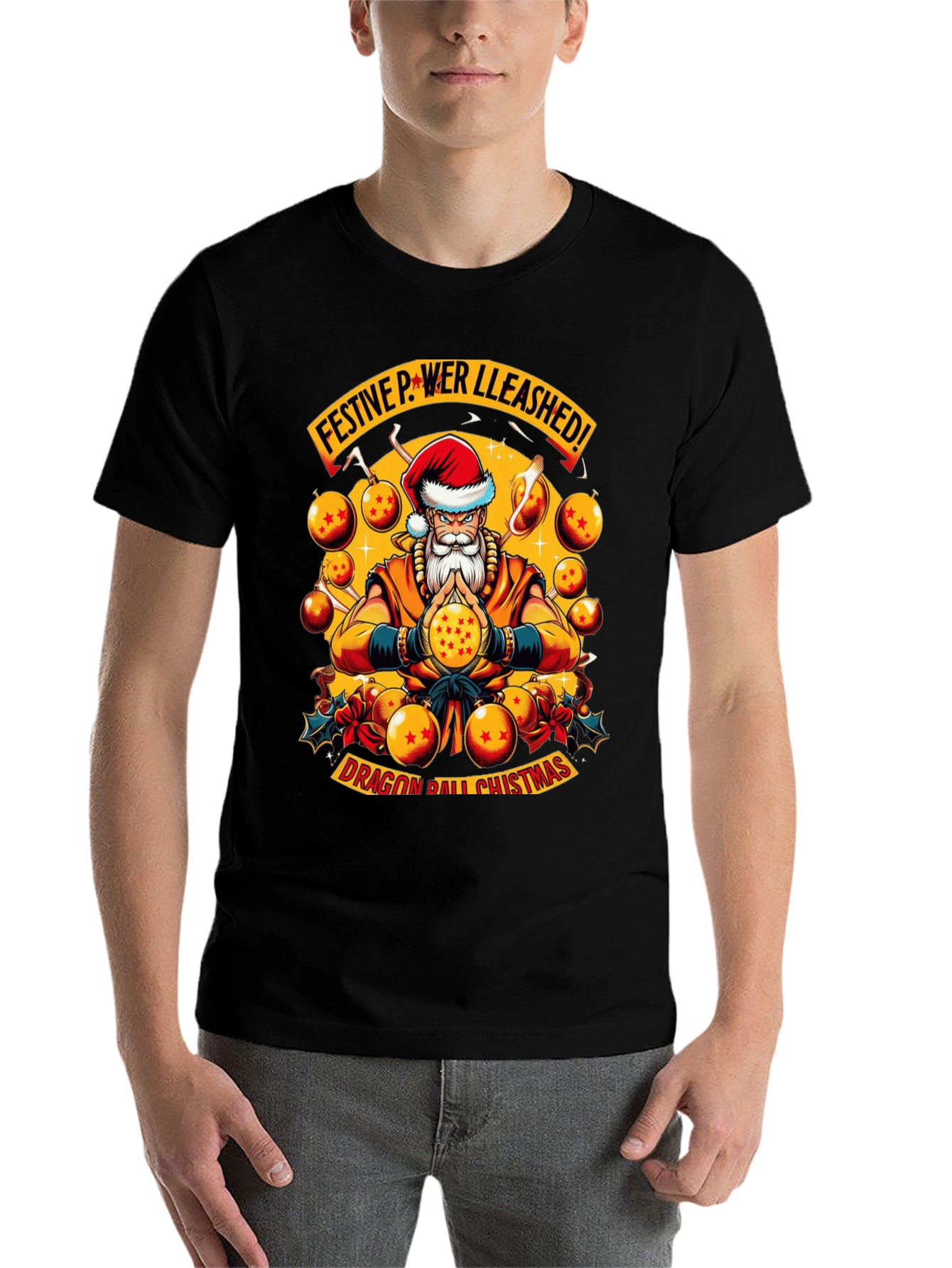 Festive Power Unleashed Dragon Ball Christmas T-Shirt
