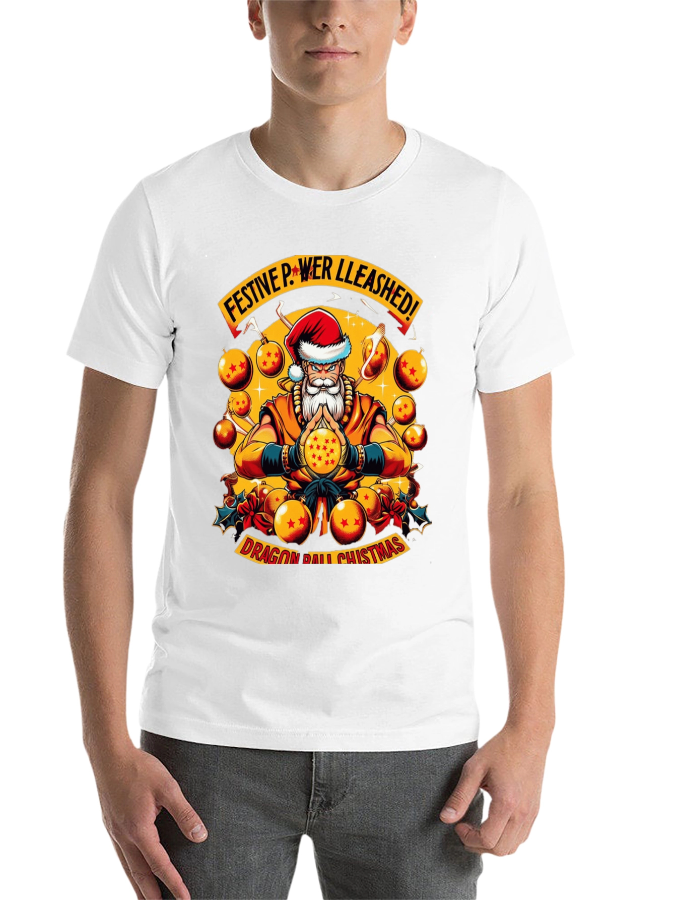 Festive Power Unleashed Dragon Ball Christmas T-Shirt