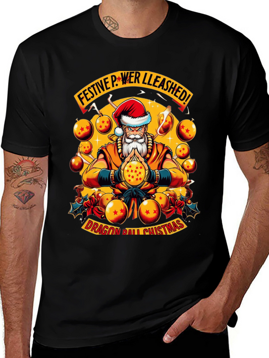 Festive Power Unleashed Dragon Ball Christmas T-Shirt