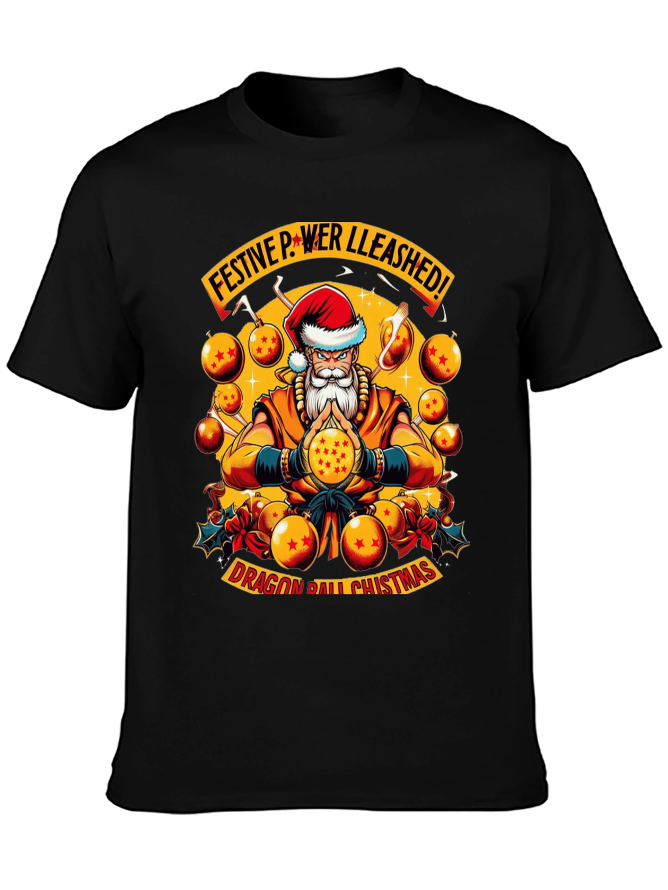 Festive Power Unleashed Dragon Ball Christmas T-Shirt
