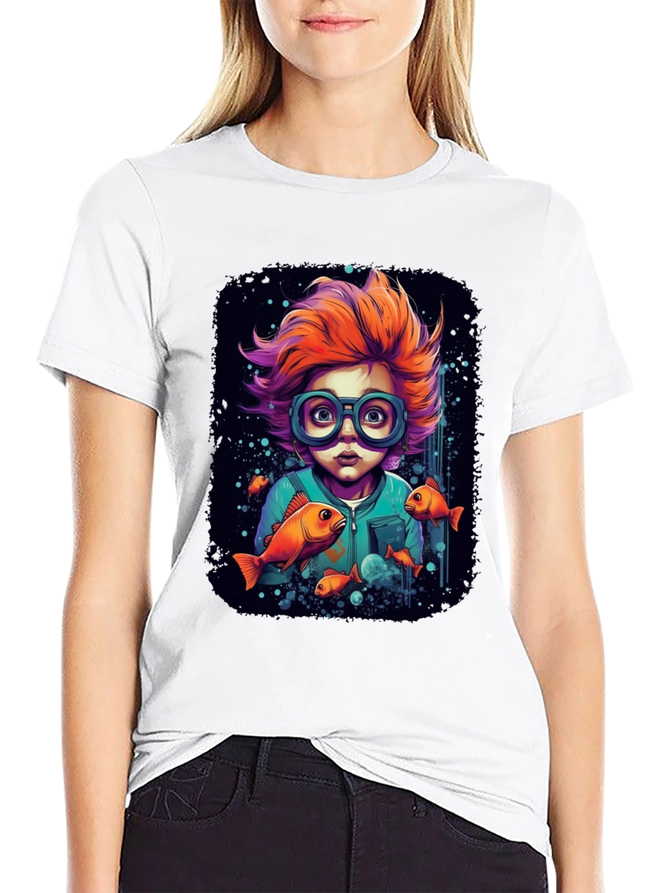 Boy with Fish Graphic T-Shirt