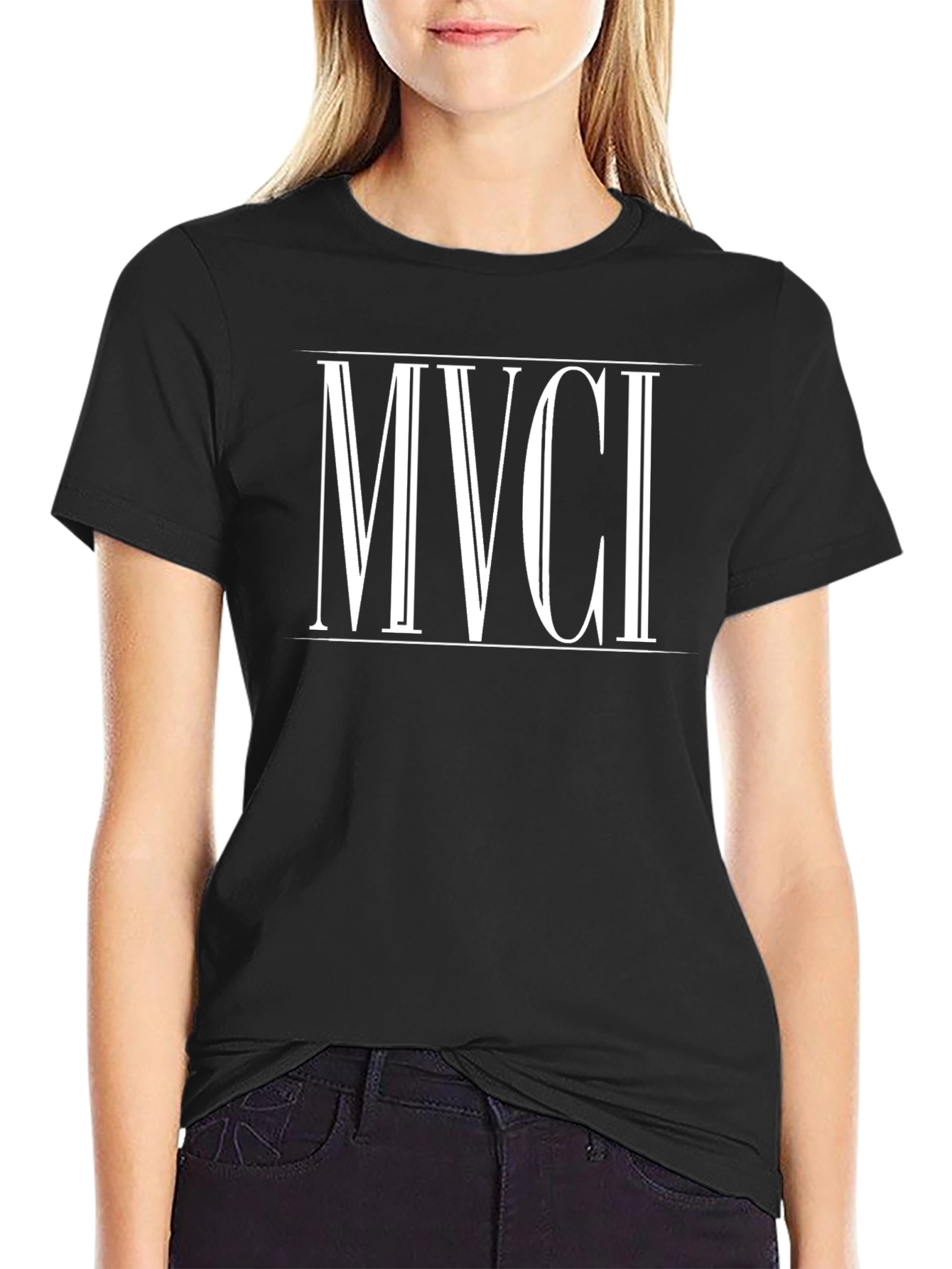 MVCI Roman Numeral Graphic Tee - Elegant Black T-Shirt