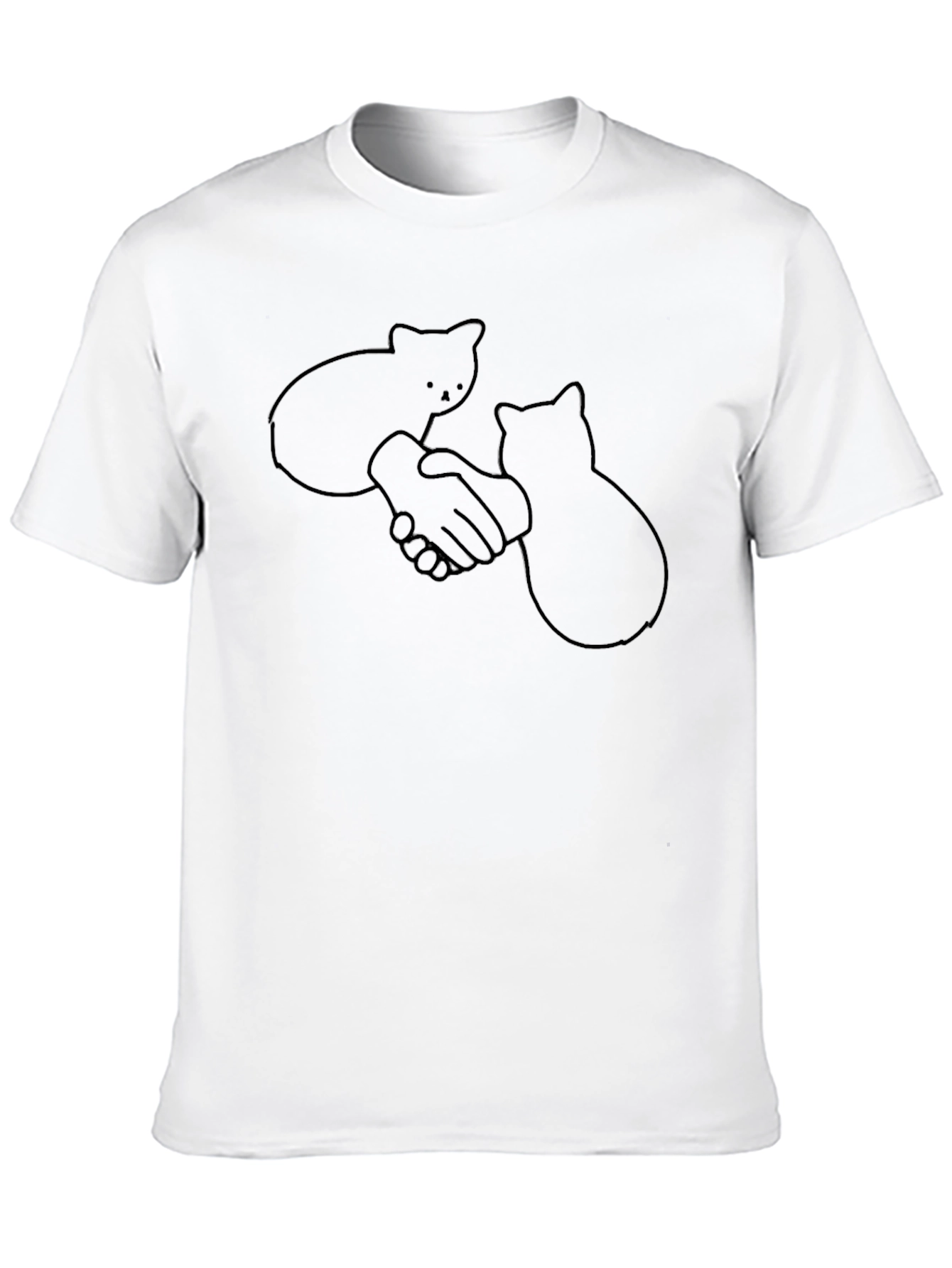 Cat Handshake T-Shirt - Funny Graphic Tee