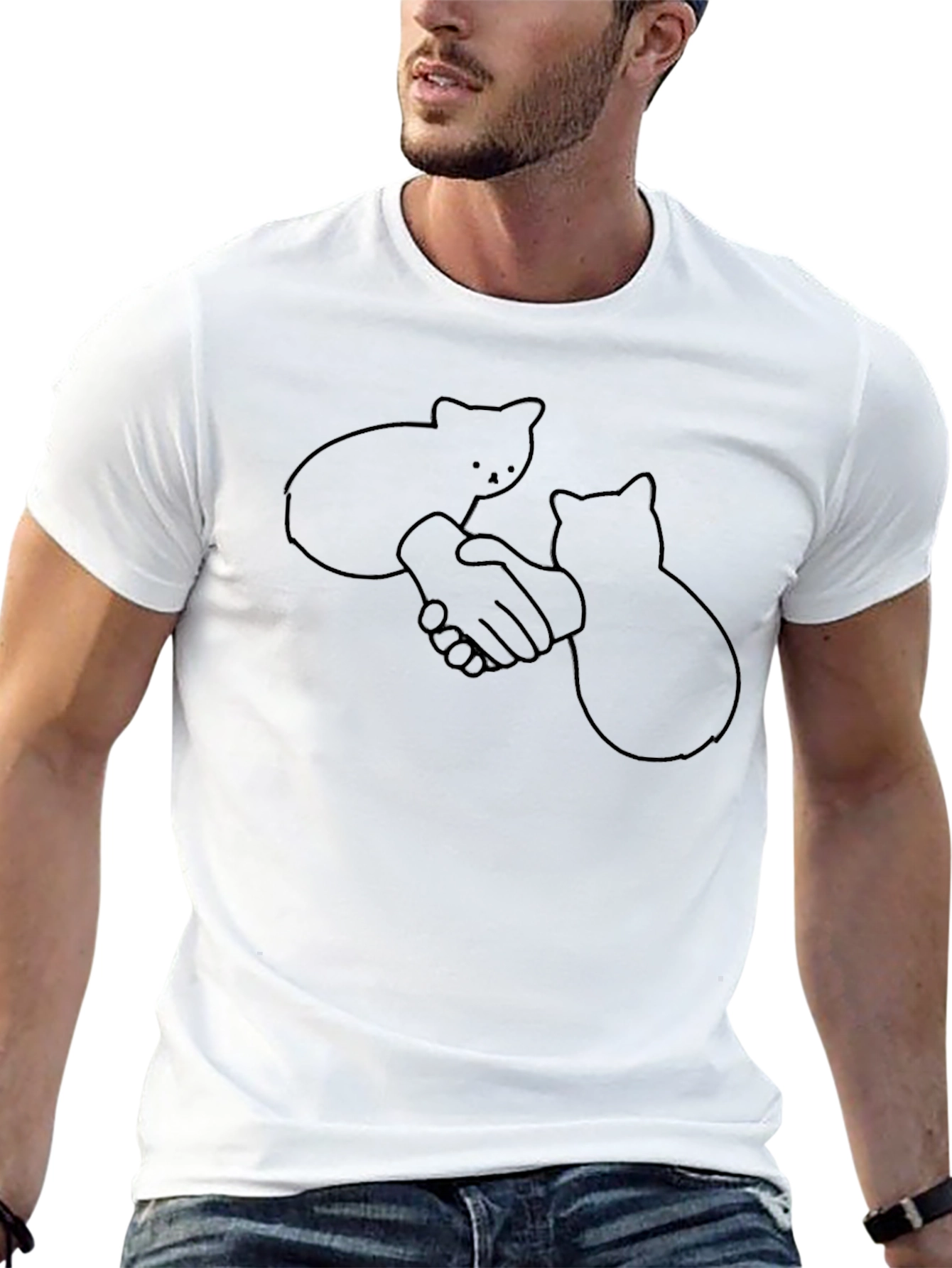 Cat Handshake T-Shirt - Funny Graphic Tee