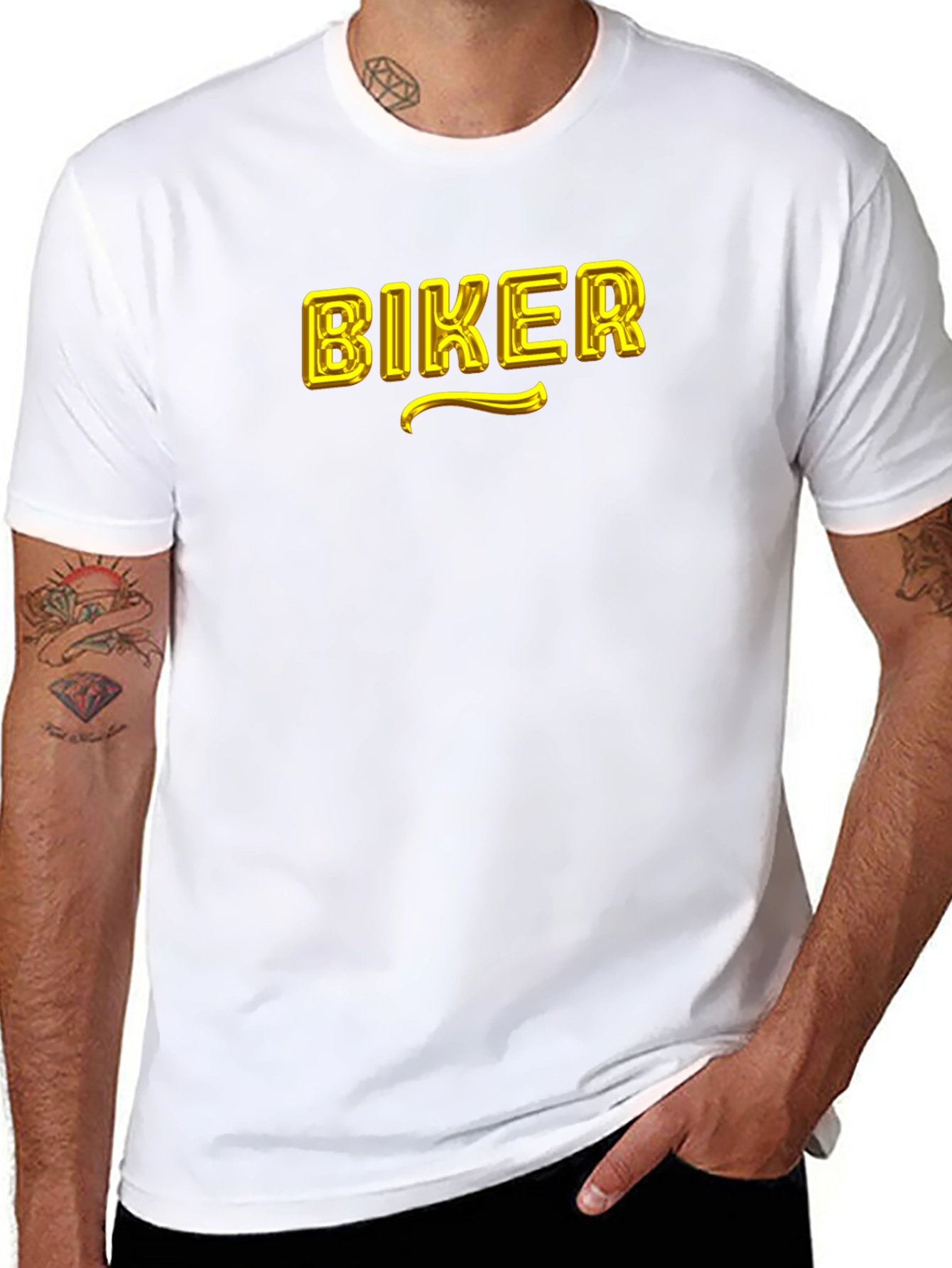 Biker Graphic T-Shirt - Black Cotton Blend