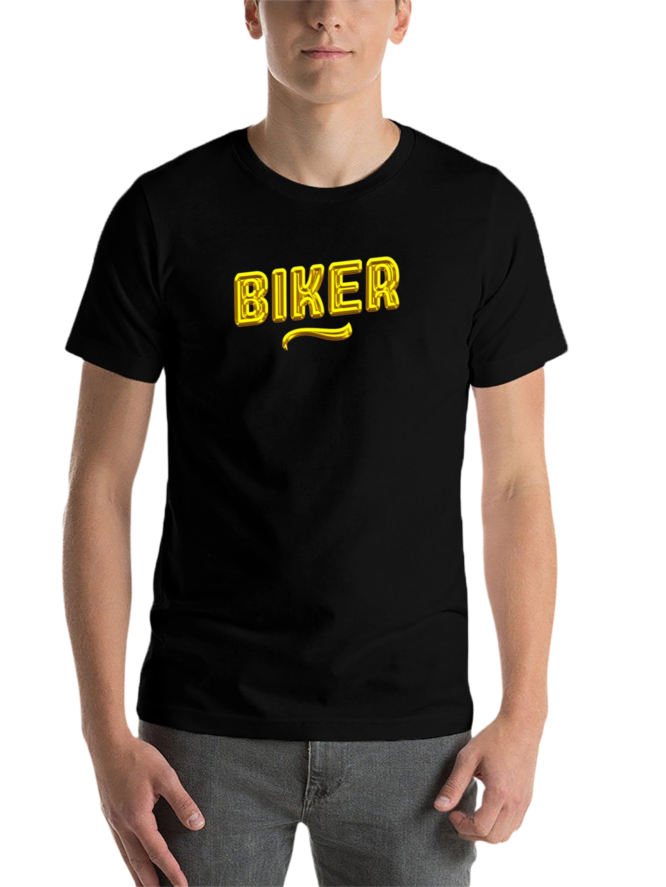 Biker Graphic T-Shirt - Black Cotton Blend