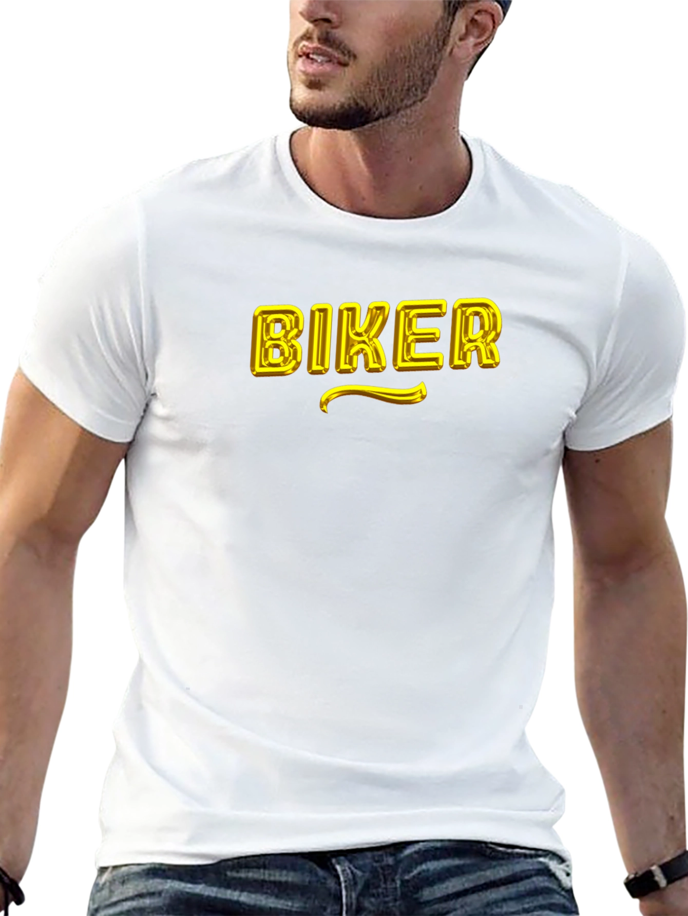 Biker Graphic T-Shirt - Black Cotton Blend