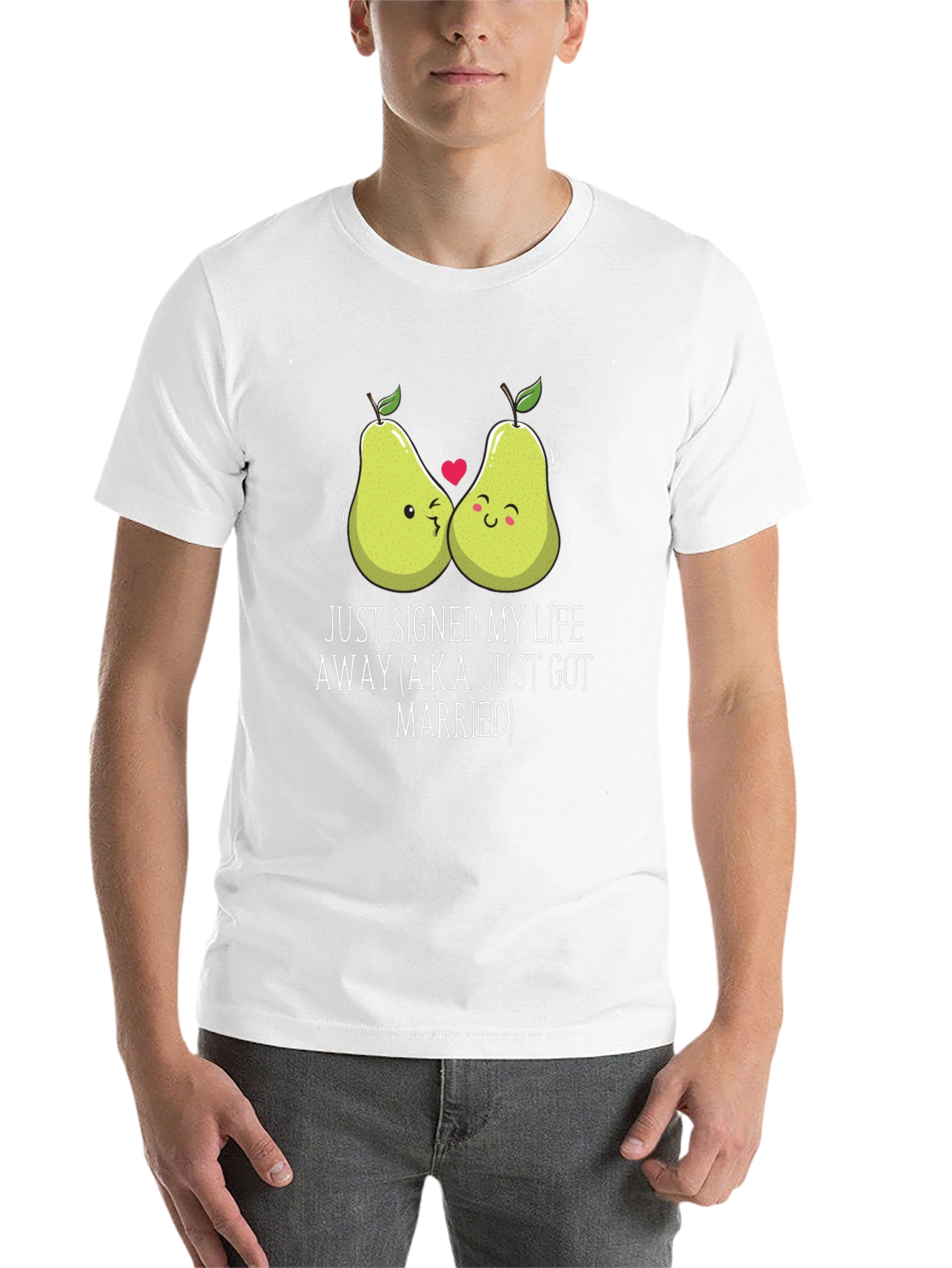 Just Married Couples Pear Graphic T-Shirt