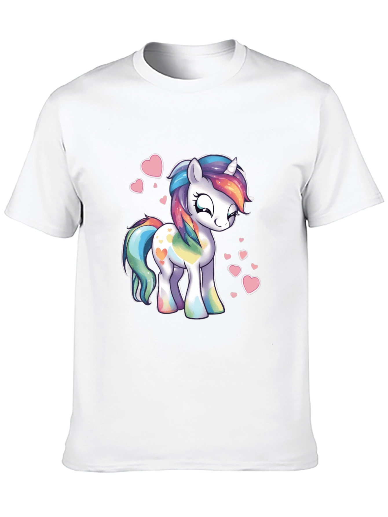 Rainbow Unicorn Heart Graphic Black T-Shirt