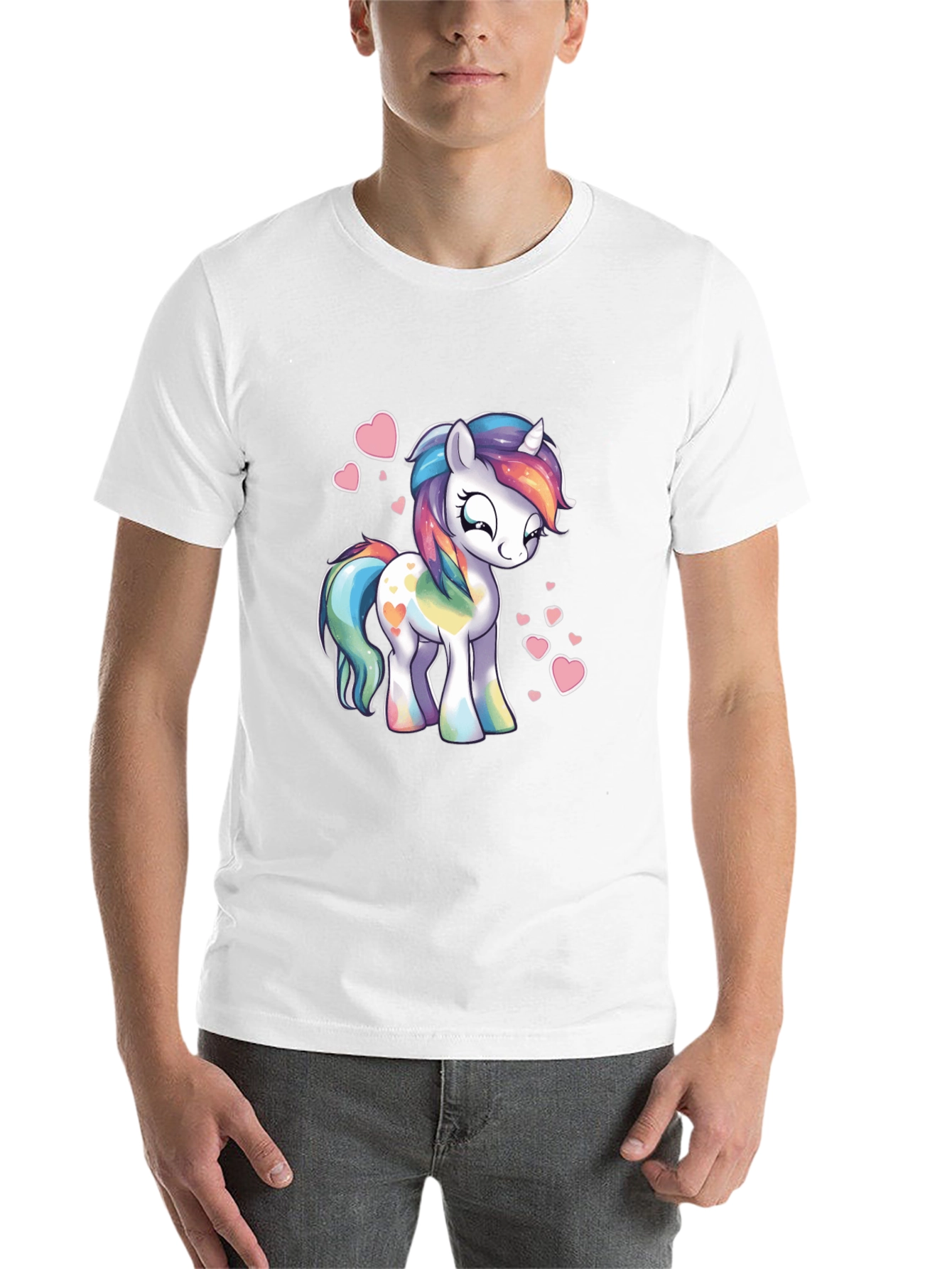 Rainbow Unicorn Heart Graphic Black T-Shirt