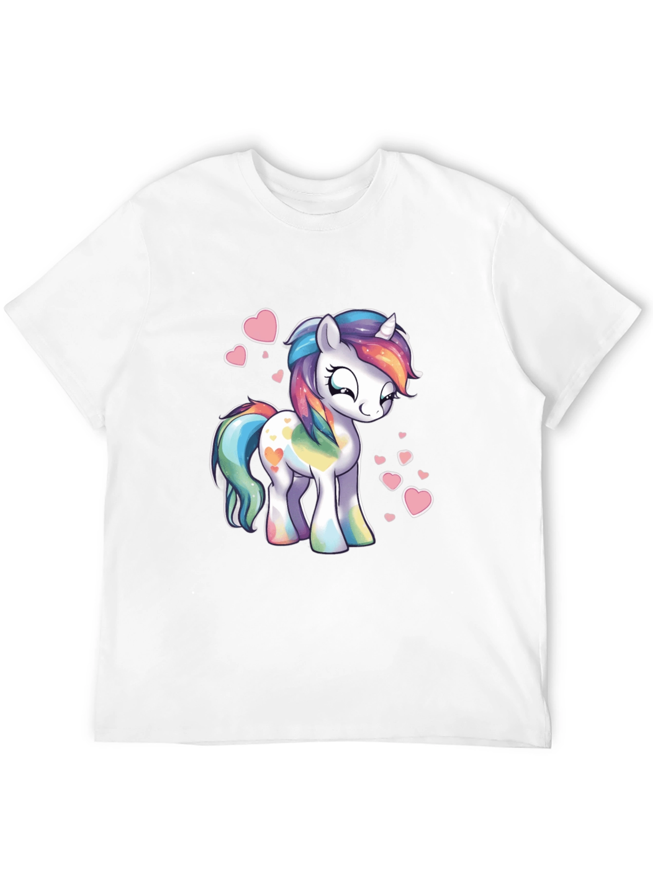 Rainbow Unicorn Heart Graphic Black T-Shirt