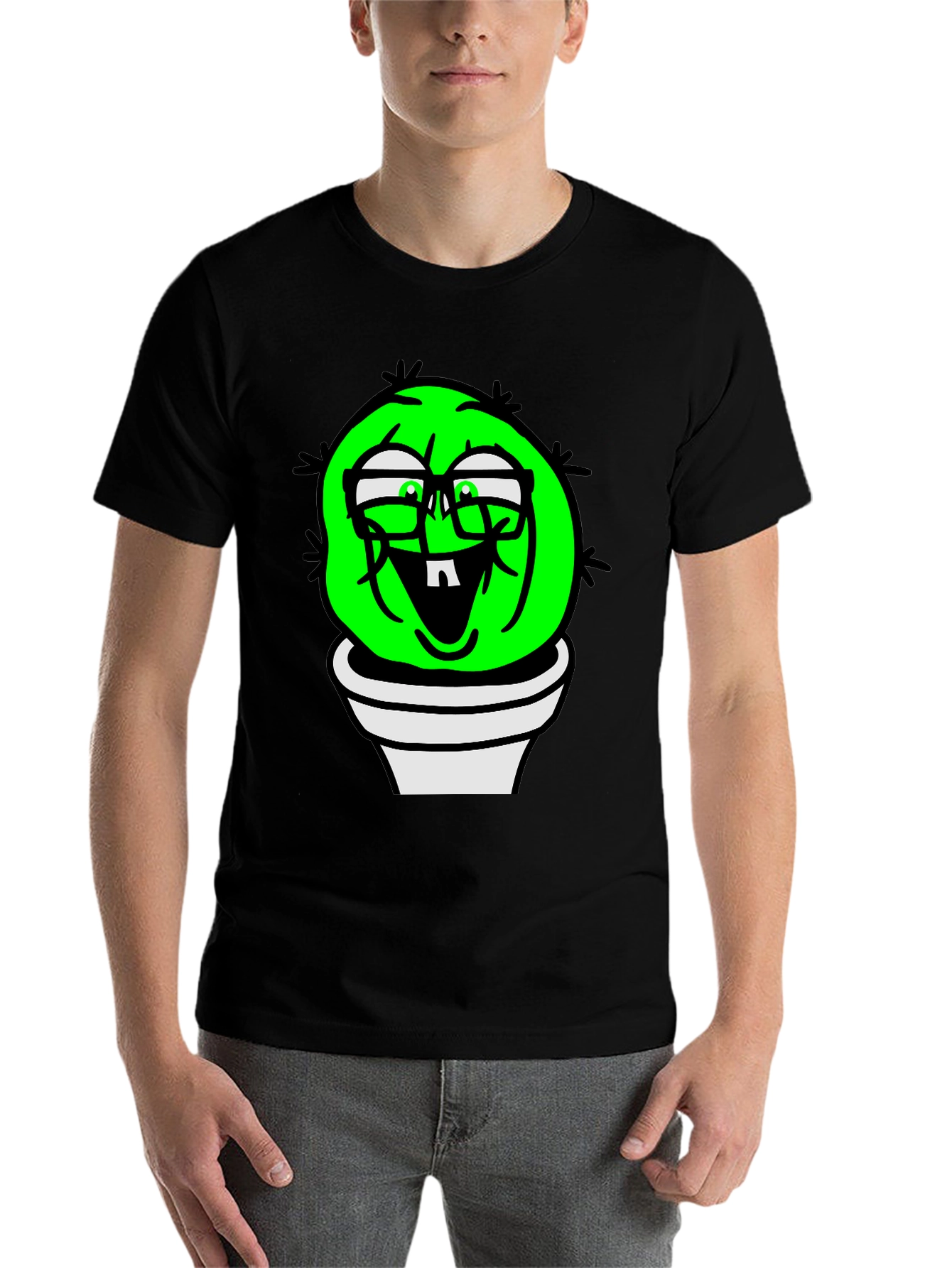 Funny Cactus Plant T-Shirt - Black Graphic Tee