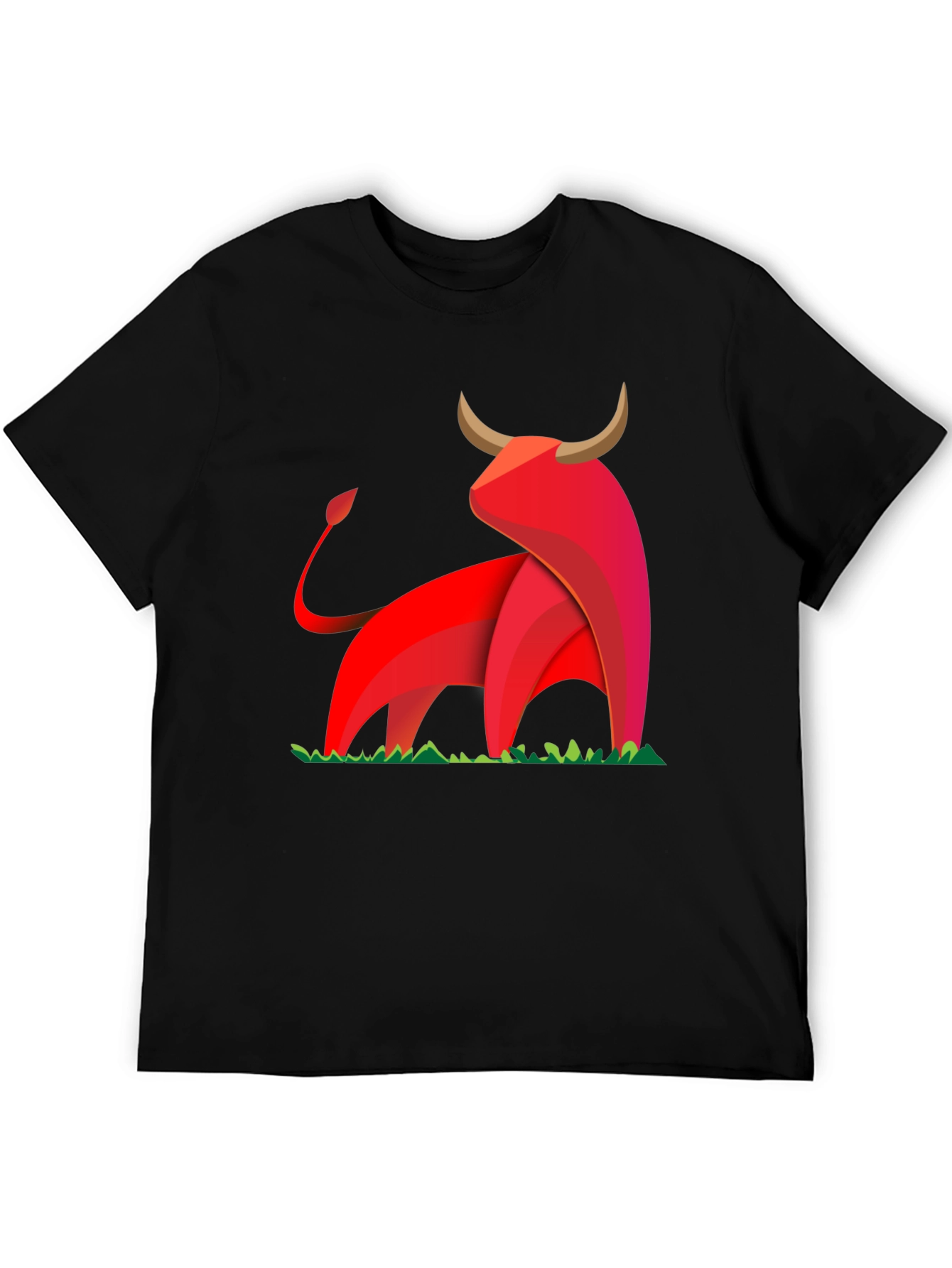 Bold Geometric Bull Graphic T-Shirt
