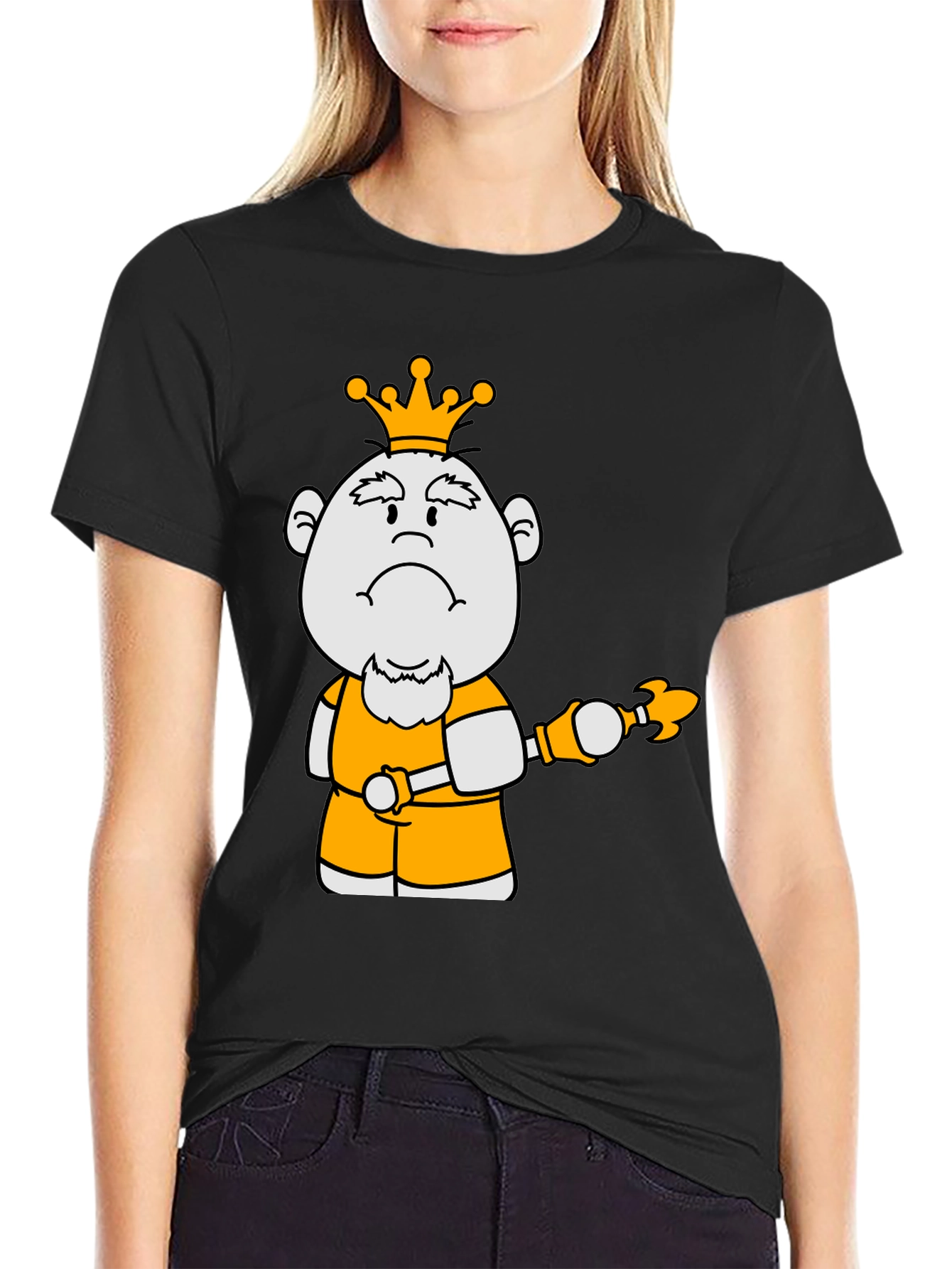 King Cartoon Graphic Tee - Black Cotton Blend