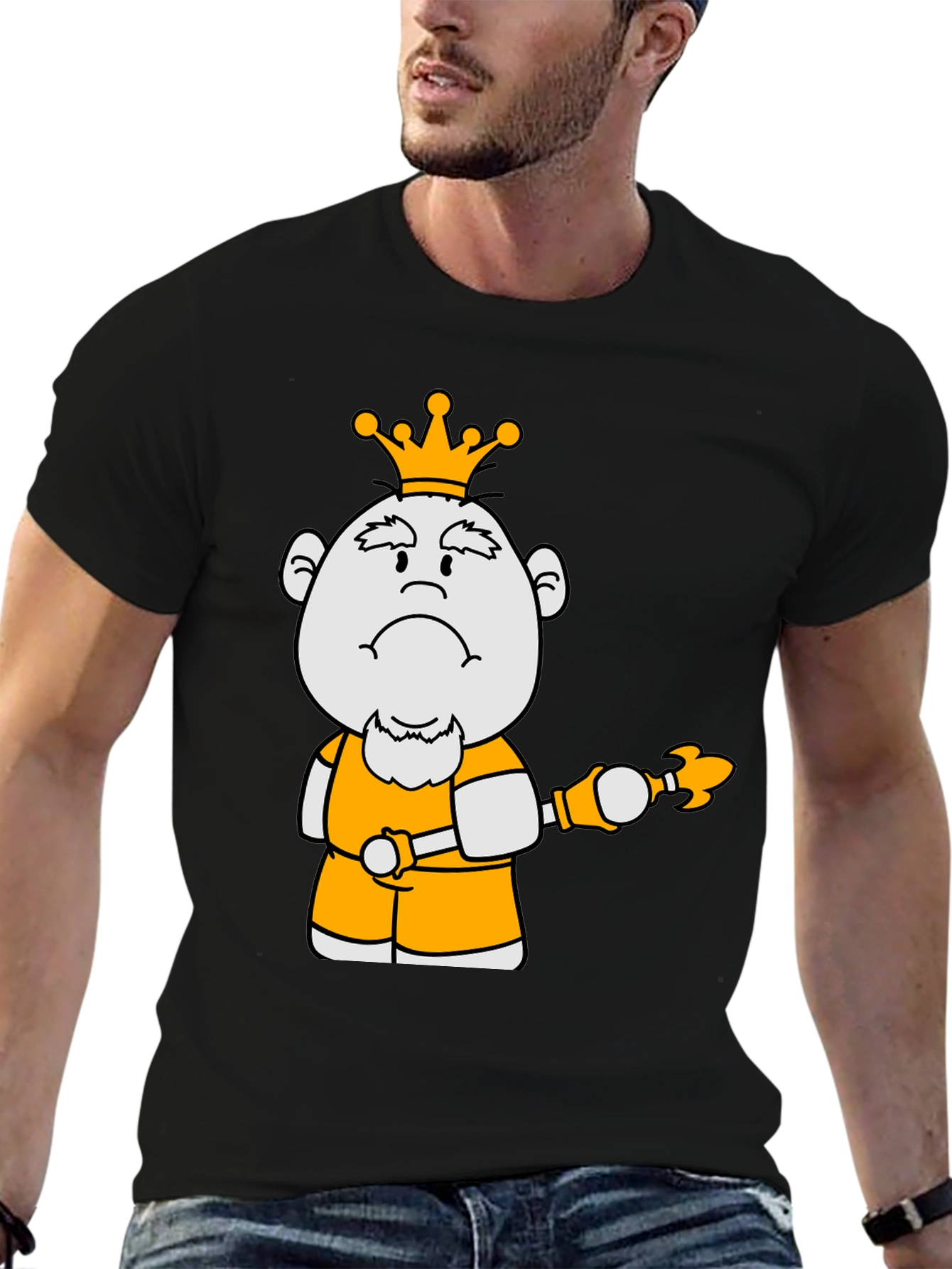 King Cartoon Graphic Tee - Black Cotton Blend