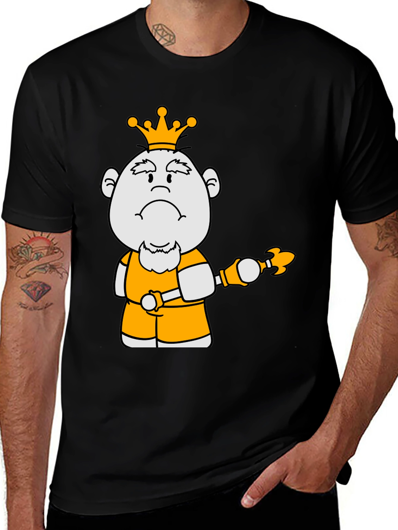 King Cartoon Graphic Tee - Black Cotton Blend