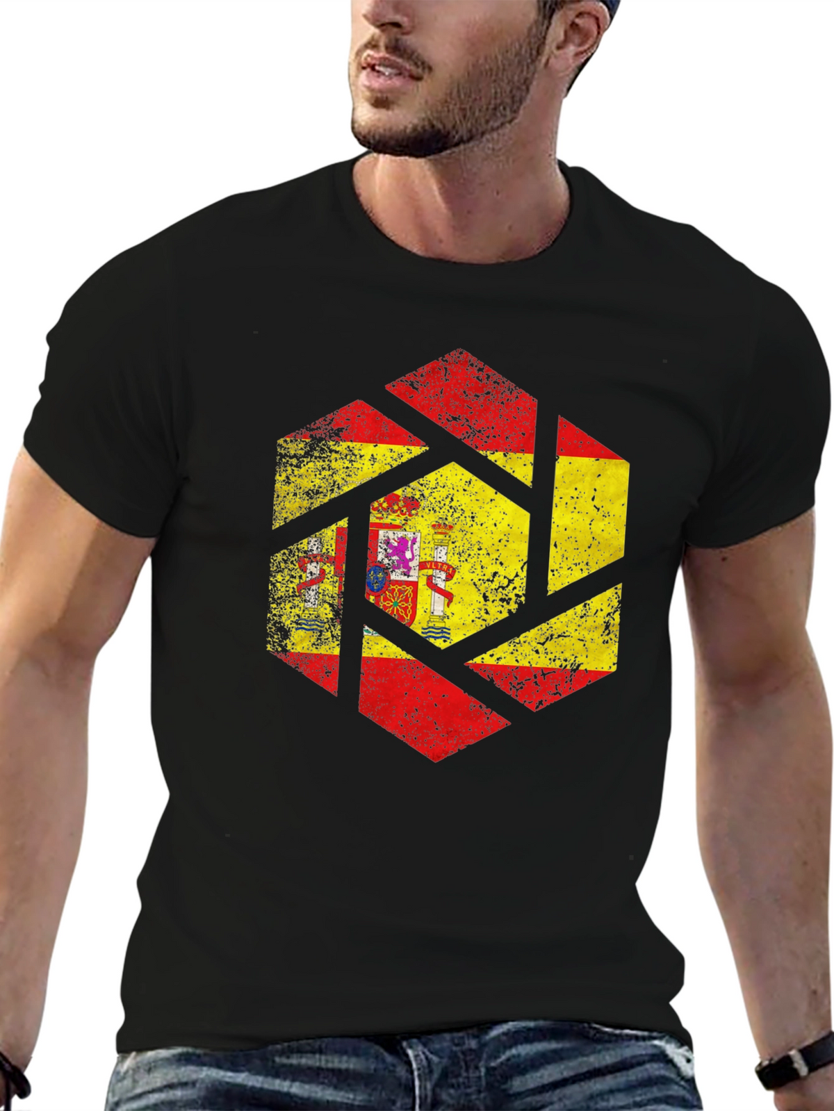 Spain Flag Distressed Graphic Tee