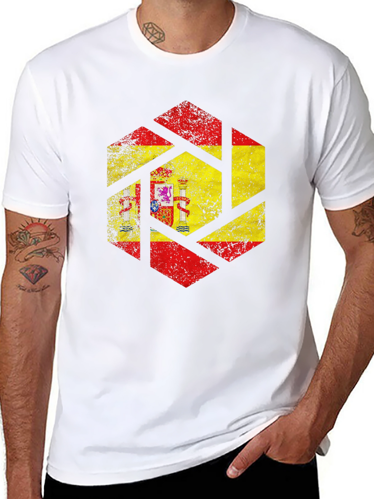 Spain Flag Distressed Graphic Tee