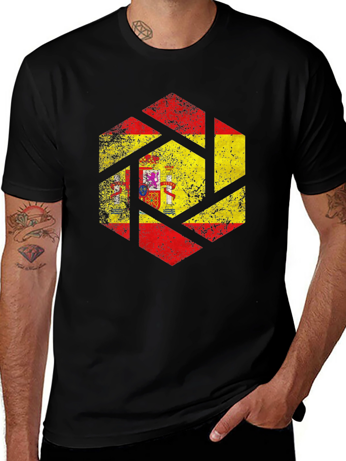 Spain Flag Distressed Graphic Tee