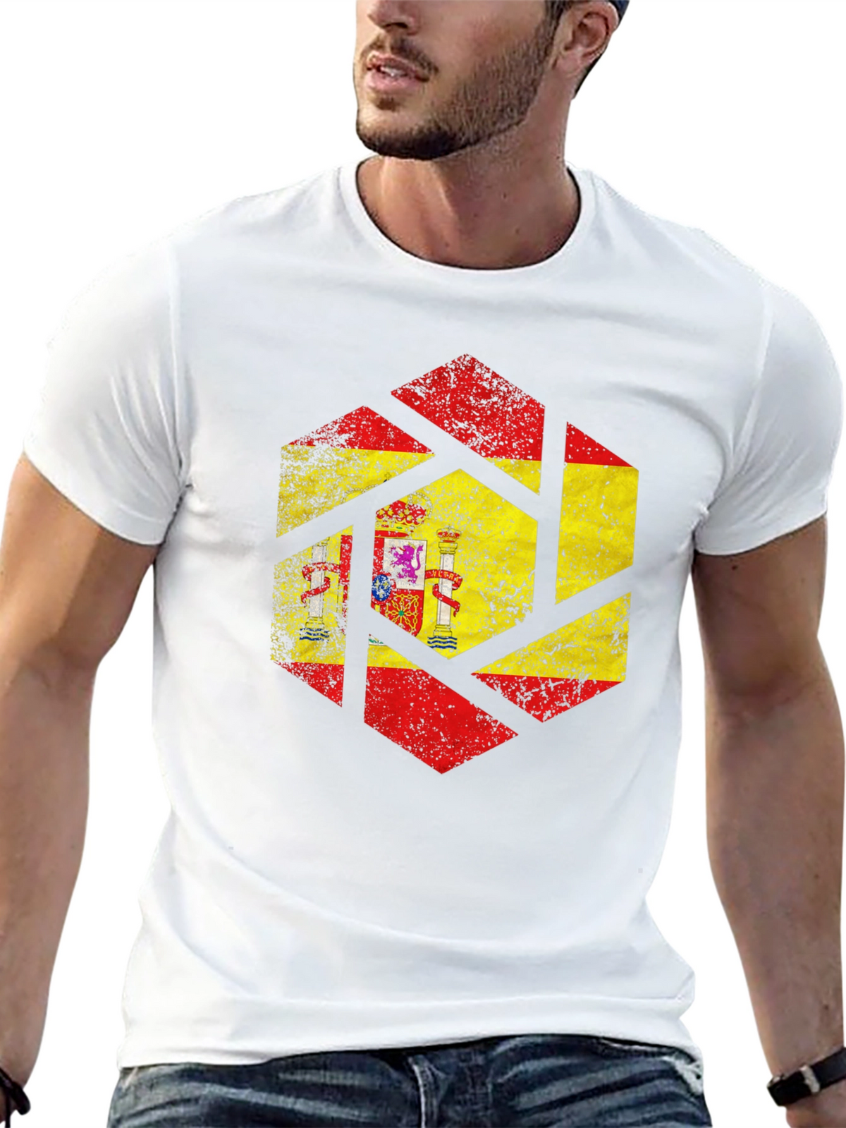Spain Flag Distressed Graphic Tee